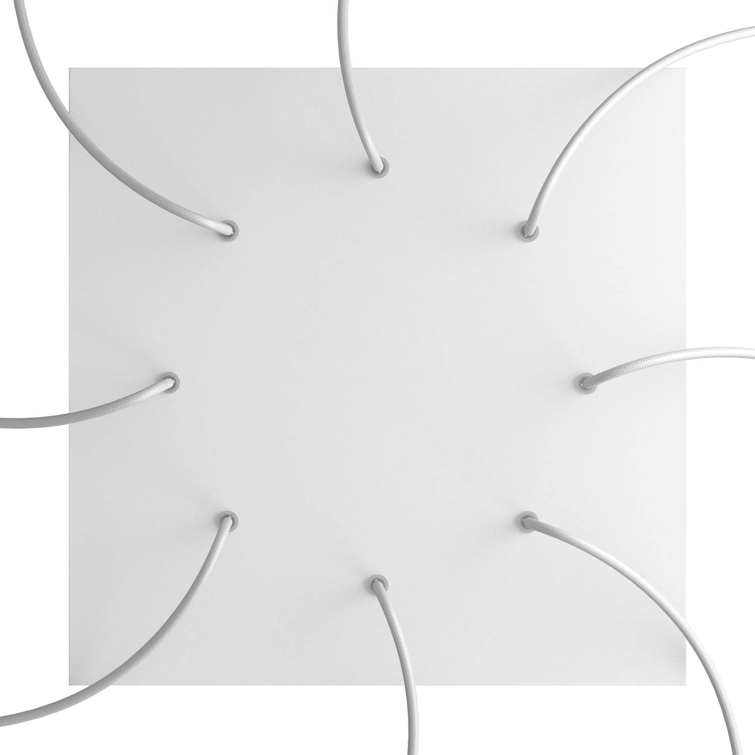 Rosone XXL Rose-One quadrato, 400 mm con 8 fori e 4 fori laterali - Bianco opaco Bianco