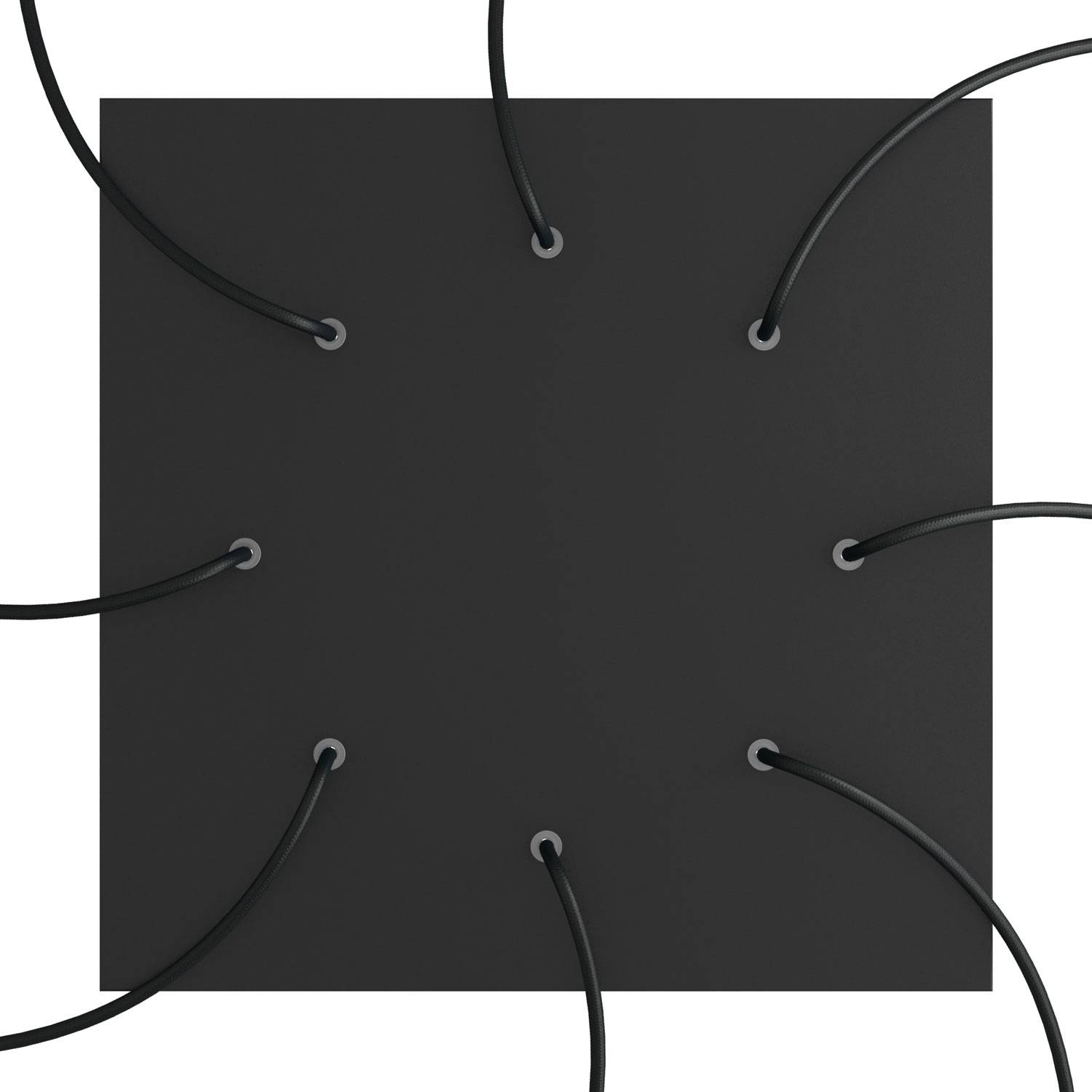Rosone XXL Rose-One quadrato, 400 mm con 8 fori e 4 fori laterali - Nero opaco Bianco