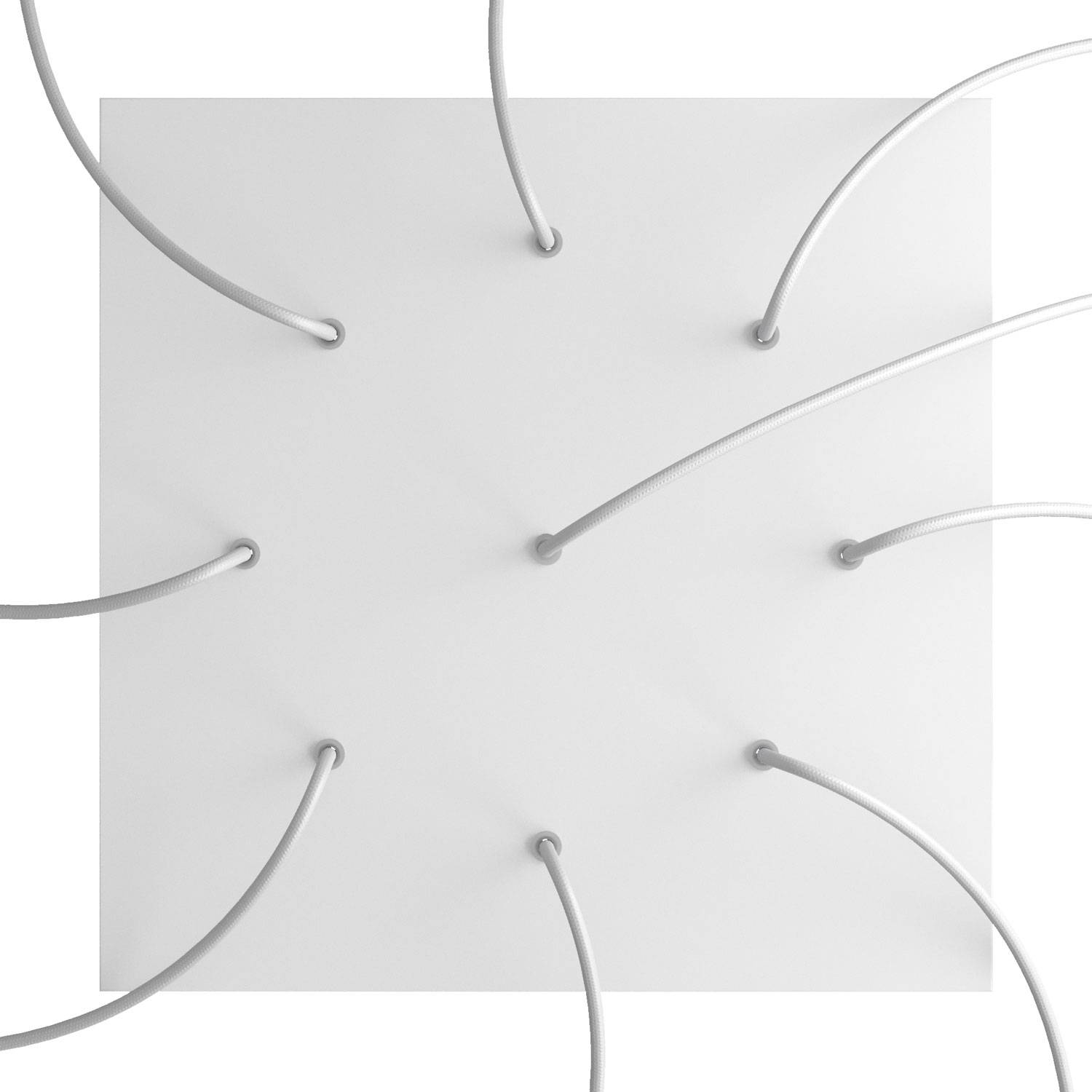 Rosone XXL Rose-One quadrato, 400 mm con 9 fori e 4 fori laterali - Bianco opaco Bianco