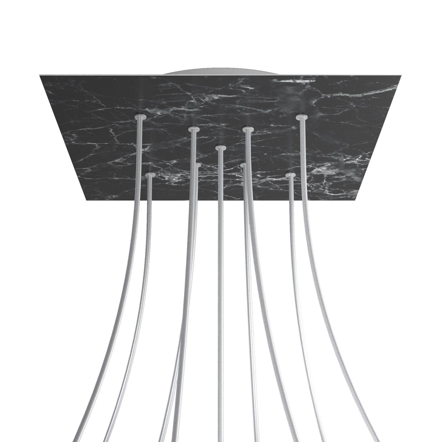 Rosone XXL Rose-One quadrato, 400 mm con 9 fori a X e 4 fori laterali - Marmo Marquina Bianco