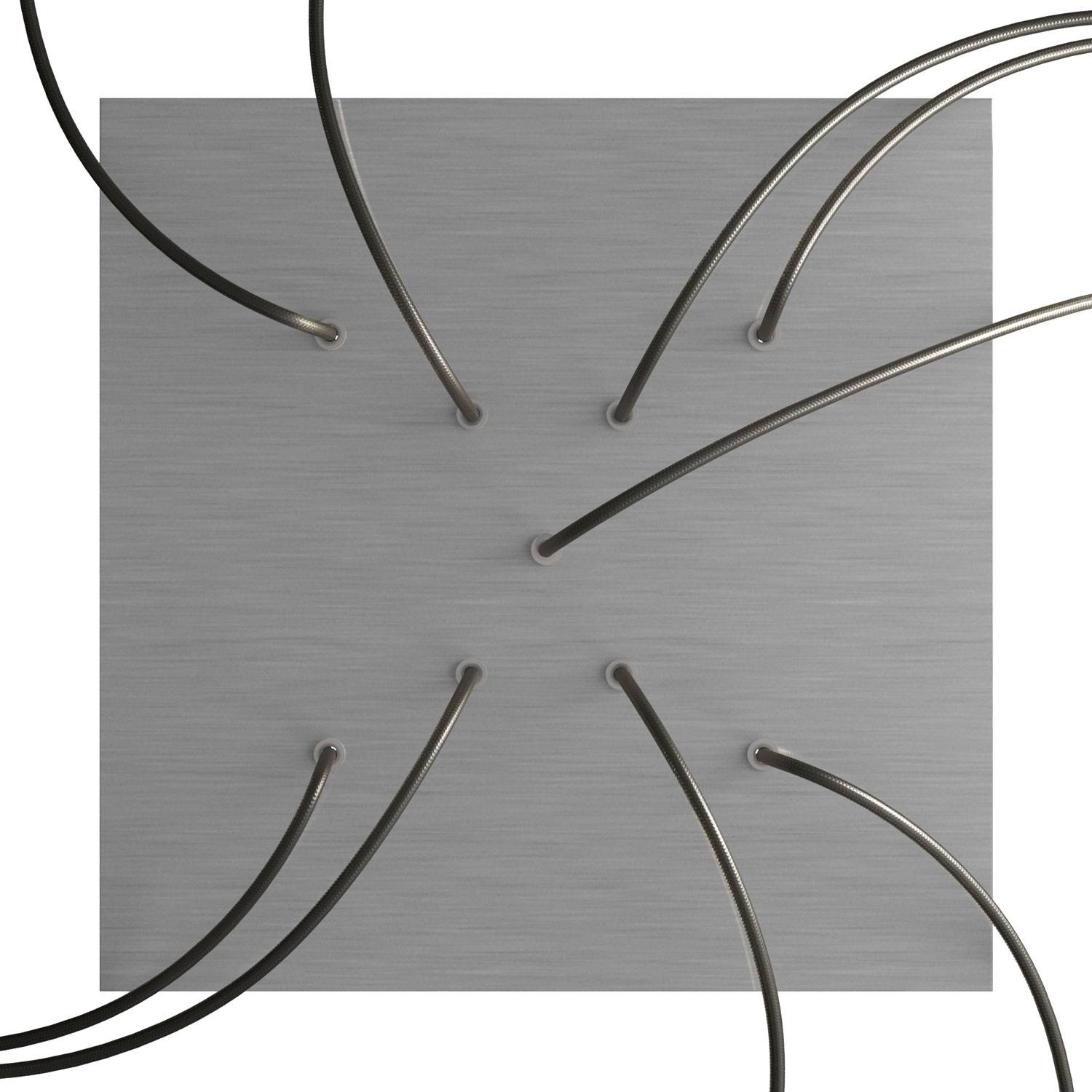 Rosone XXL Rose-One quadrato, 400 mm con 9 fori a X e 4 fori laterali - Dibond Acciaio satinato Bianco
