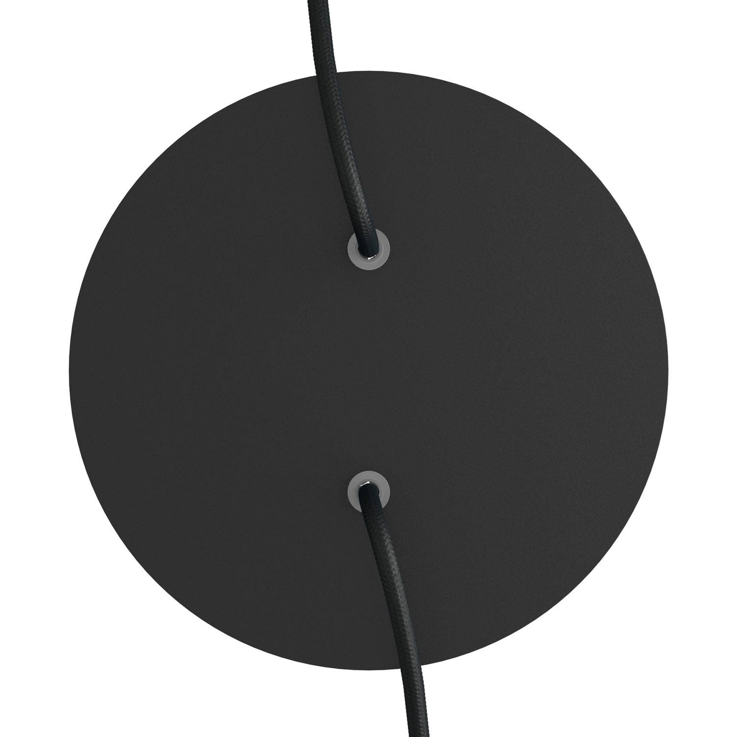 Rosone Rose-One rotondo, diametro 200 mm con 2 fori e 4 fori laterali - Nero opaco Bianco