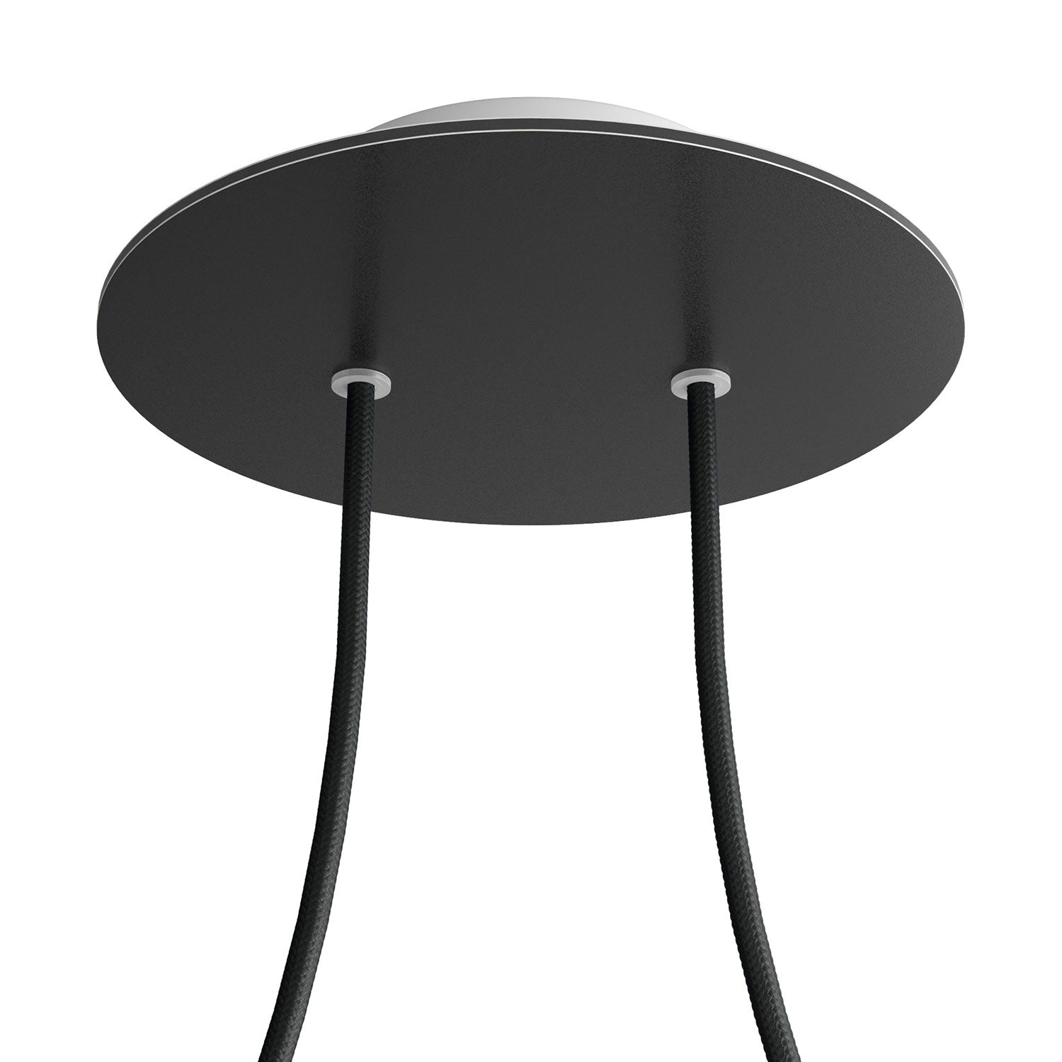 Rosone Rose-One rotondo, diametro 200 mm con 2 fori e 4 fori laterali - Nero opaco Bianco