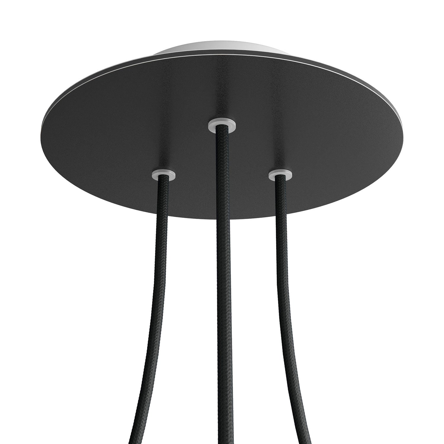Rosone Rose-One rotondo, diametro 200 mm con 3 fori e 4 fori laterali - Nero opaco Bianco