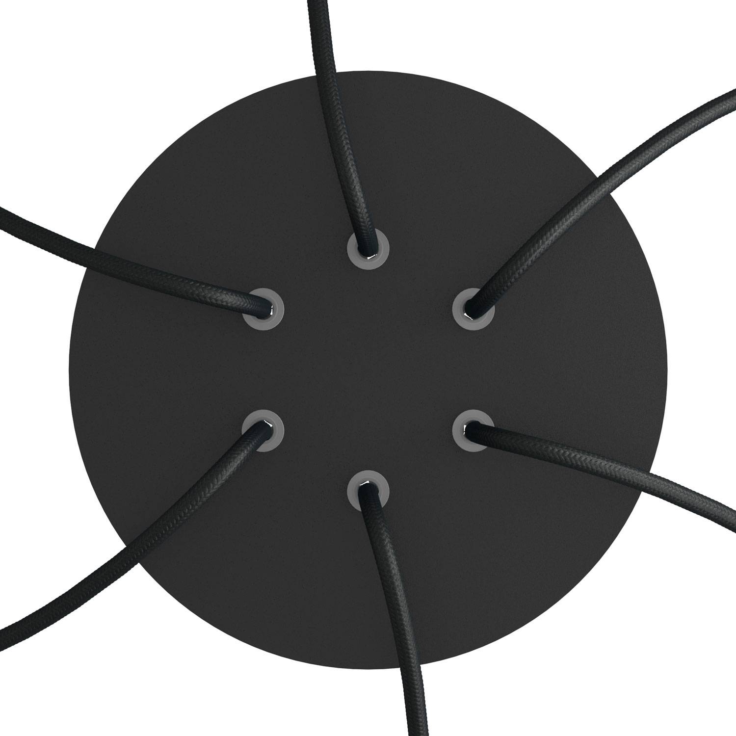 Rosone Rose-One rotondo, diametro 200 mm con 6 fori e 4 fori laterali - Nero opaco Bianco