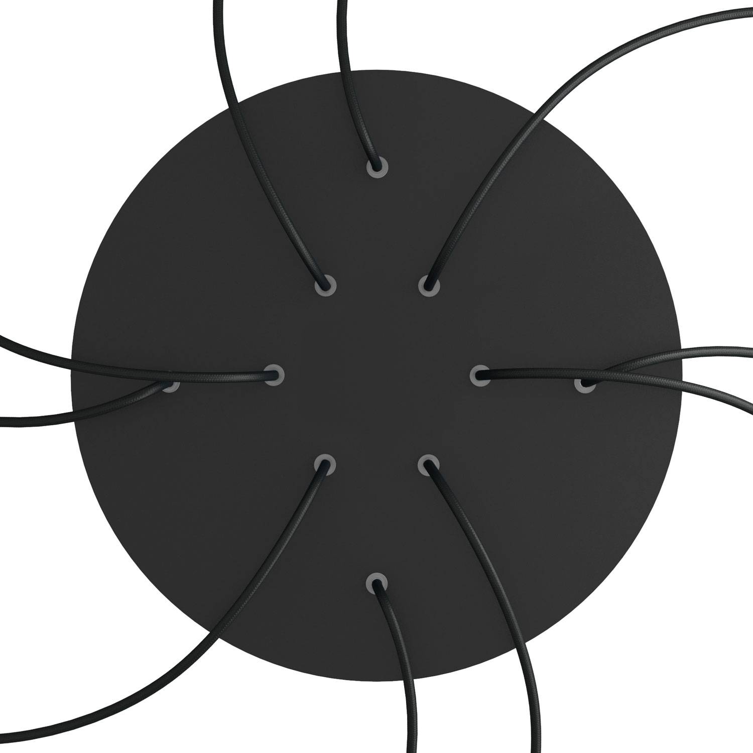 Rosone XXL Rose-One rotondo, diametro 400 mm con 10 fori e 4 fori laterali - Nero opaco Bianco