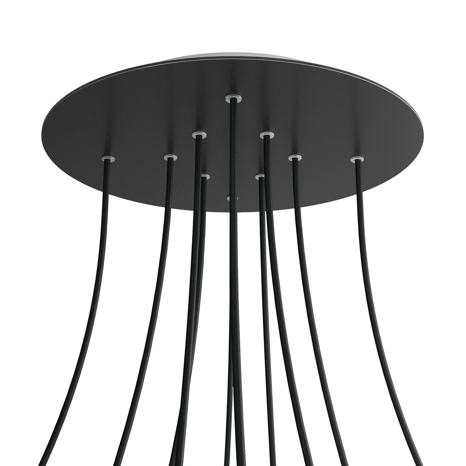 Rosone XXL Rose-One rotondo, diametro 400 mm con 10 fori e 4 fori laterali - Nero opaco Bianco