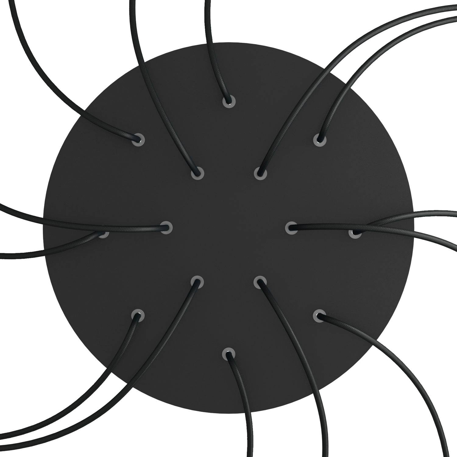 Rosone XXL Rose-One rotondo, diametro 400 mm con 14 fori e 4 fori laterali - Nero opaco Bianco