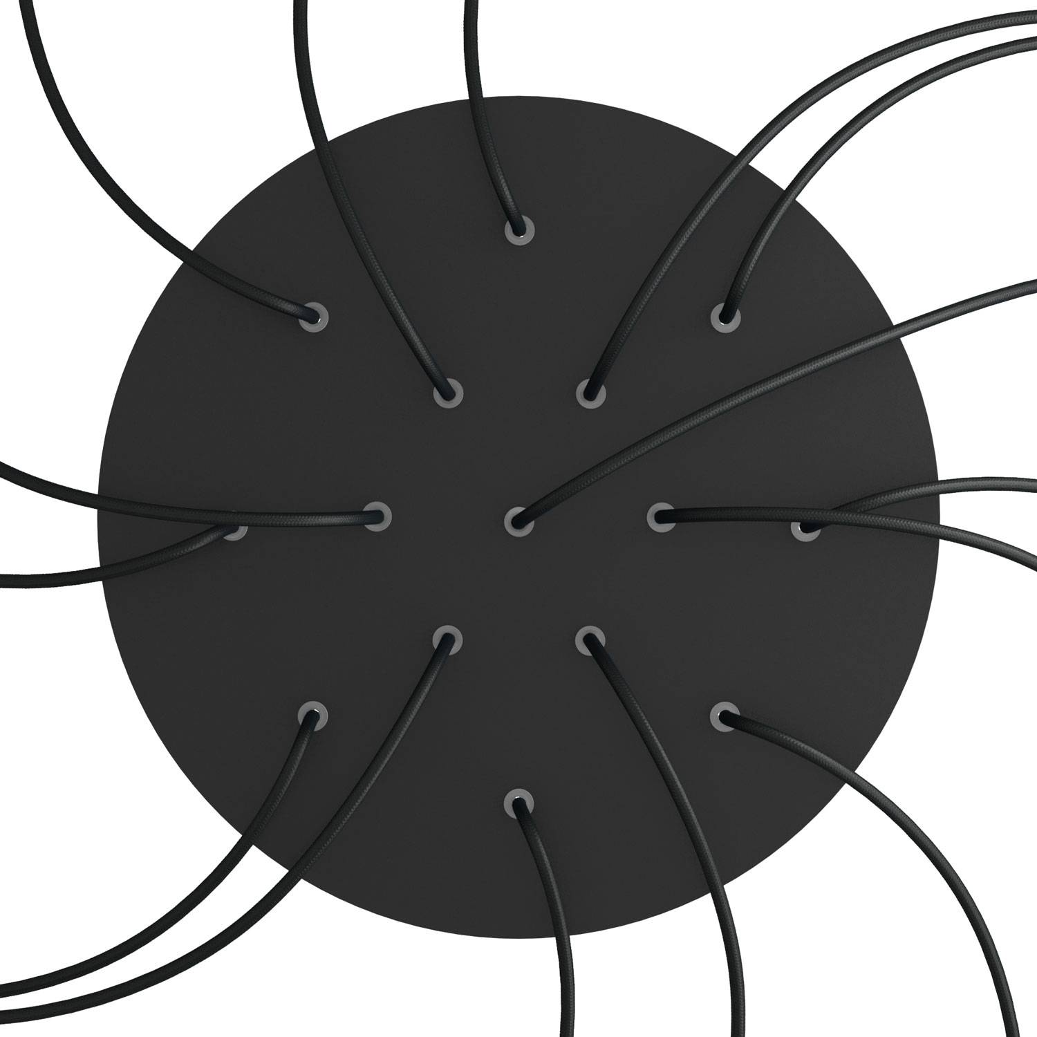 Rosone XXL Rose-One rotondo, diametro 400 mm con 15 fori e 4 fori laterali - Nero opaco Bianco