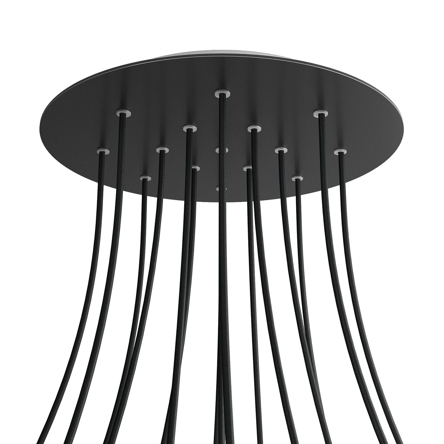 Rosone XXL Rose-One rotondo, diametro 400 mm con 15 fori e 4 fori laterali - Nero opaco Bianco