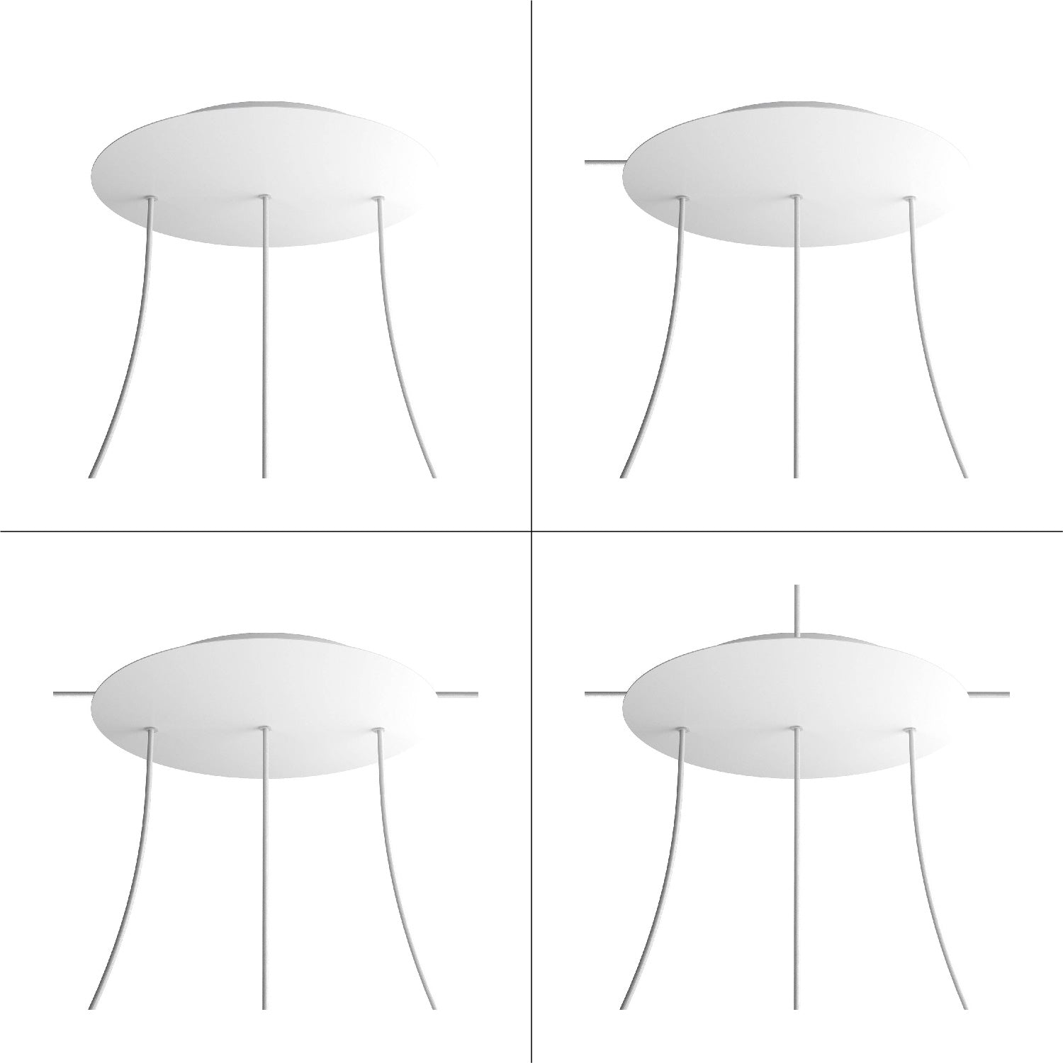 Rosone XXL Rose-One rotondo, diametro 400 mm con 3 fori in linea e 4 fori laterali - Bianco opaco Bianco