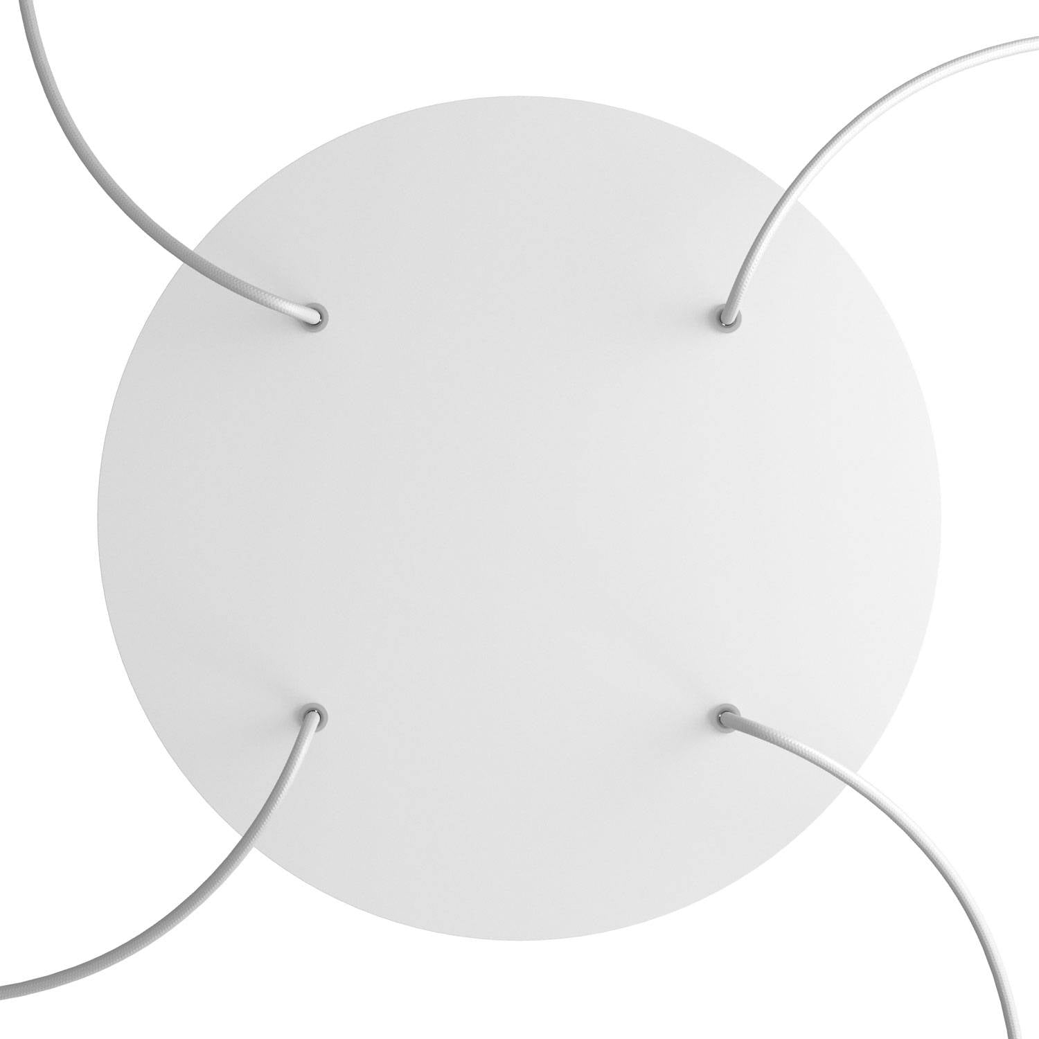 Rosone XXL Rose-One rotondo, diametro 400 mm con 4 fori e 4 fori laterali - Bianco opaco Bianco