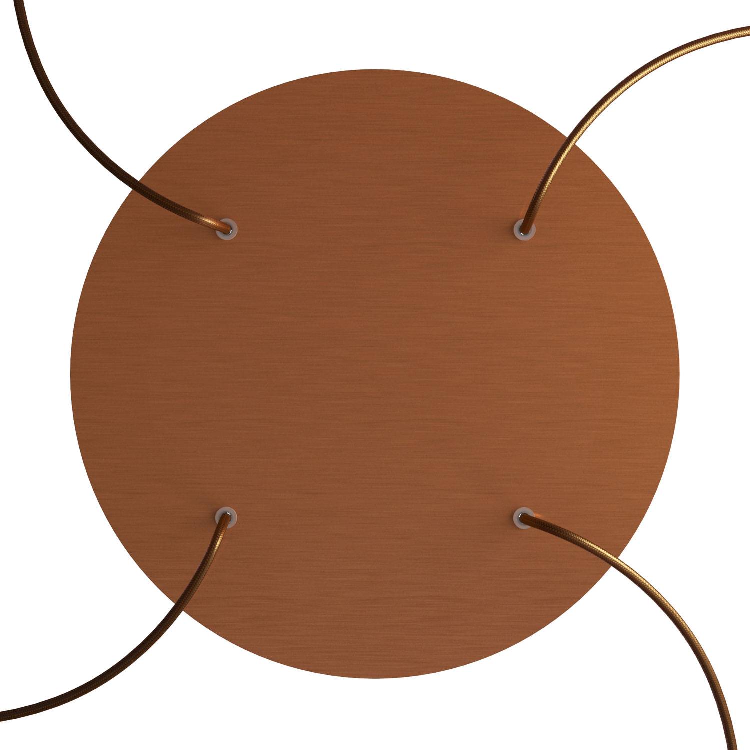 Rosone XXL Rose-One rotondo, diametro 400 mm con 4 fori e 4 fori laterali - Dibond Rame satinato Bianco