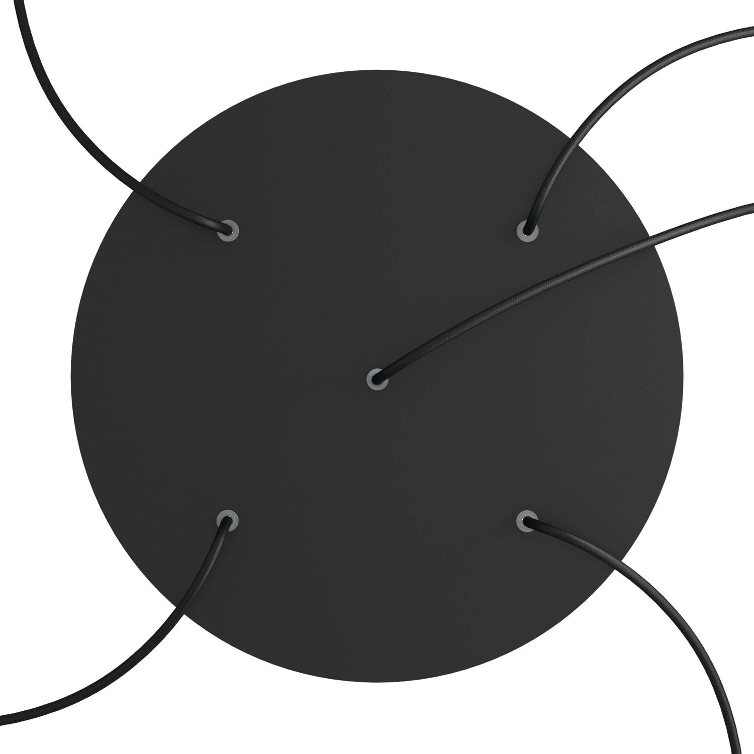 Rosone XXL Rose-One rotondo, diametro 400 mm con 5 fori e 4 fori laterali - Nero opaco Bianco
