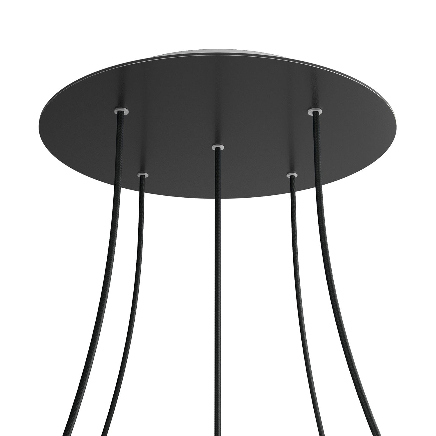Rosone XXL Rose-One rotondo, diametro 400 mm con 5 fori e 4 fori laterali - Nero opaco Bianco