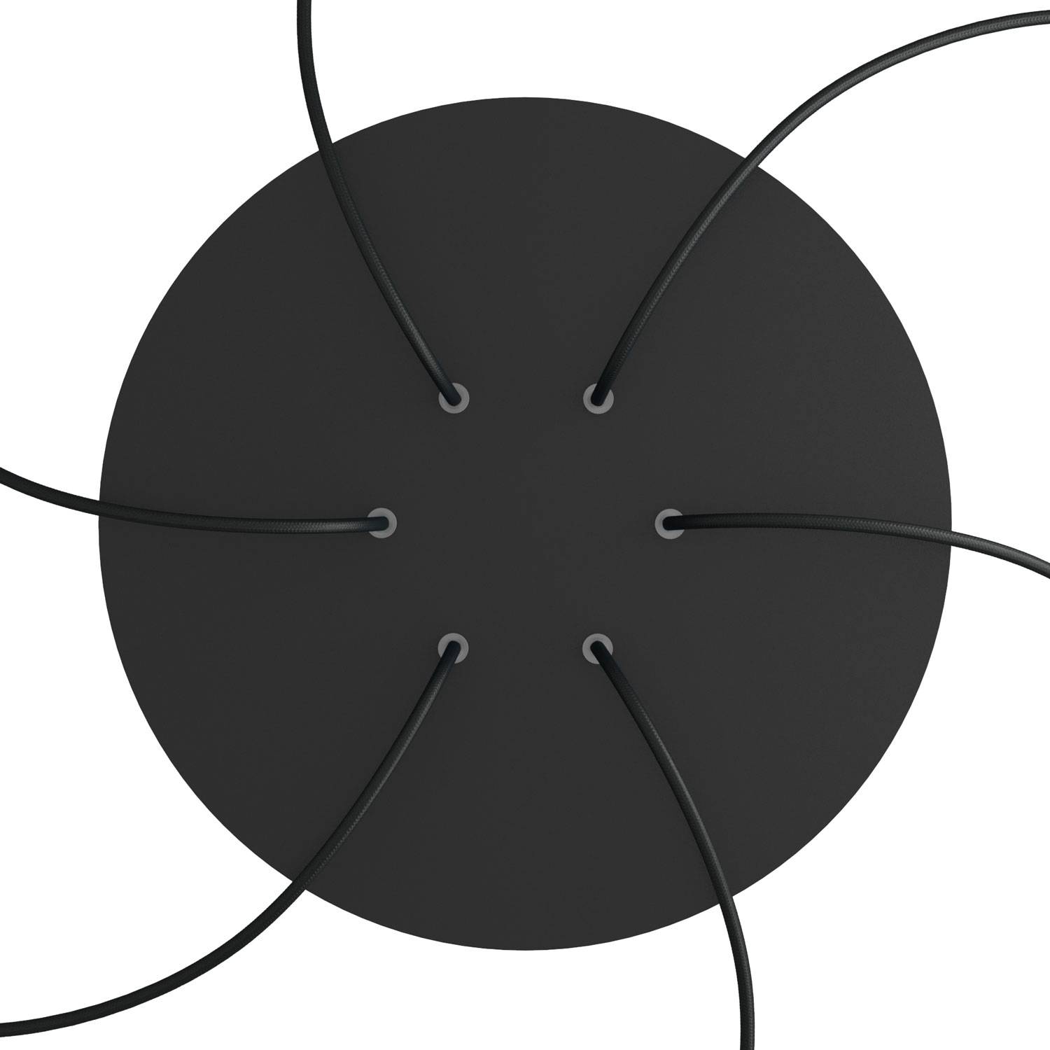 Rosone XXL Rose-One rotondo, diametro 400 mm con 6 fori e 4 fori laterali - Nero opaco Bianco