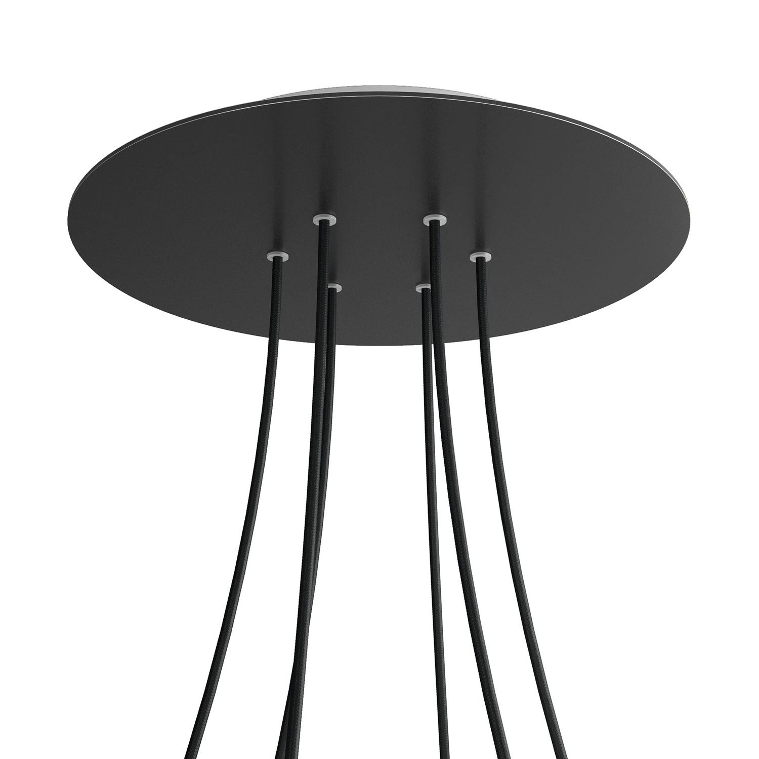 Rosone XXL Rose-One rotondo, diametro 400 mm con 6 fori e 4 fori laterali - Nero opaco Bianco