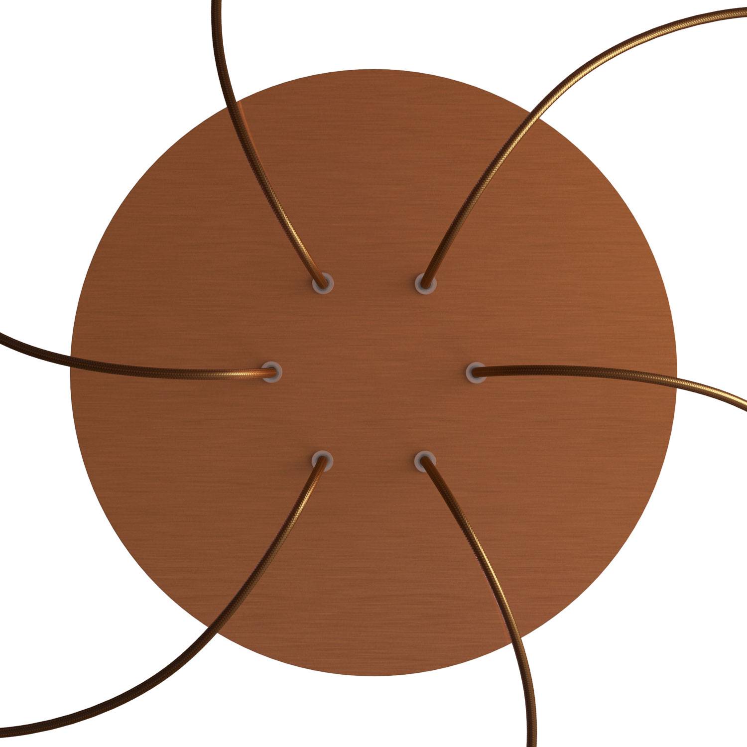 Rosone XXL Rose-One rotondo, diametro 400 mm con 6 fori e 4 fori laterali - Dibond Rame satinato Bianco
