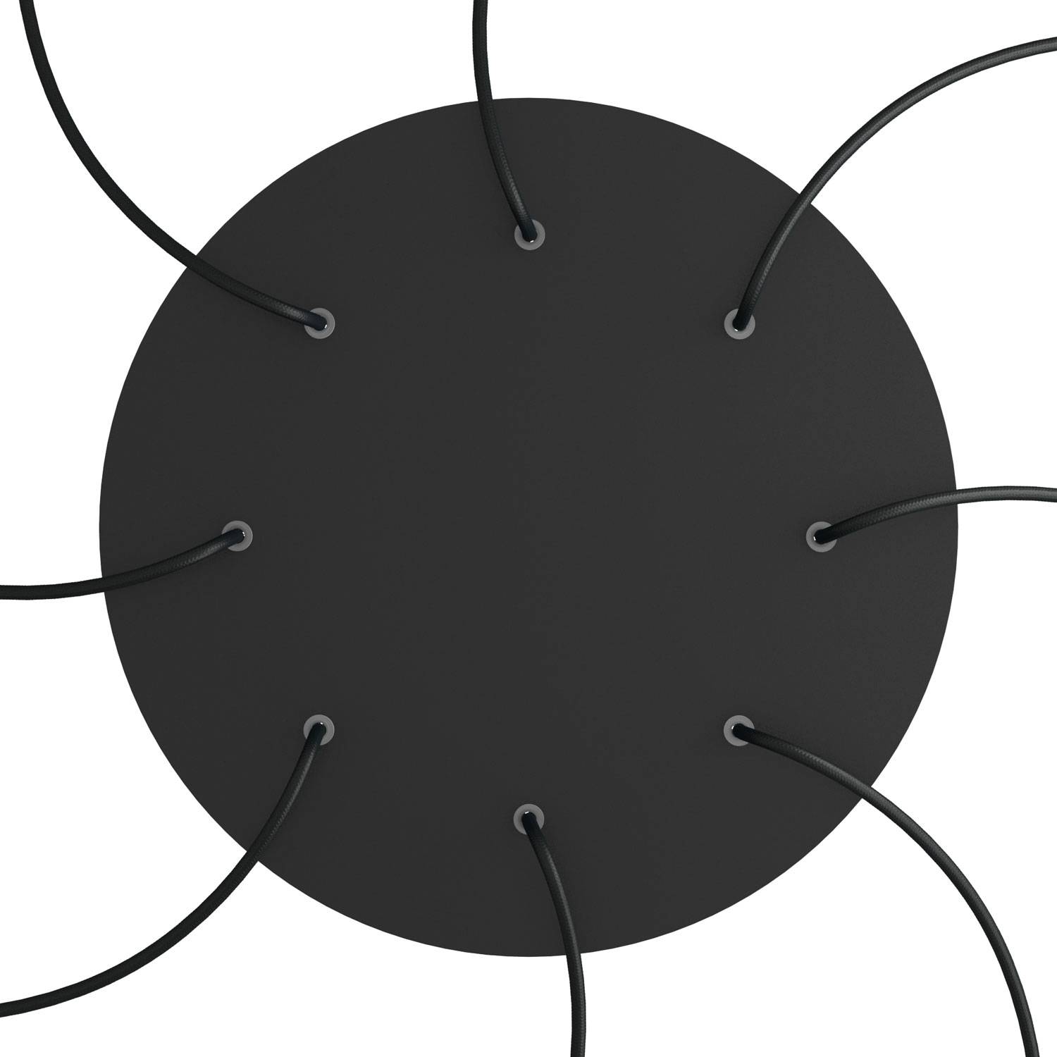 Rosone XXL Rose-One rotondo, diametro 400 mm con 8 fori e 4 fori laterali - Nero opaco Bianco