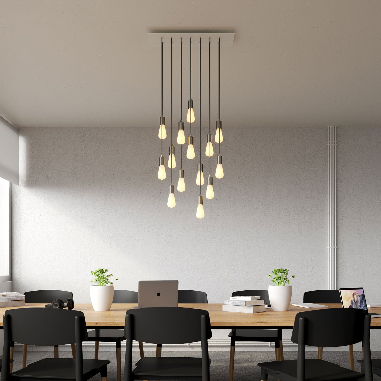Rosone XXL Rose-One rettangolare a 14 fori e 6 fori laterali, dimensioni 675 x 225 mm - Dibond Bianco opaco Bianco