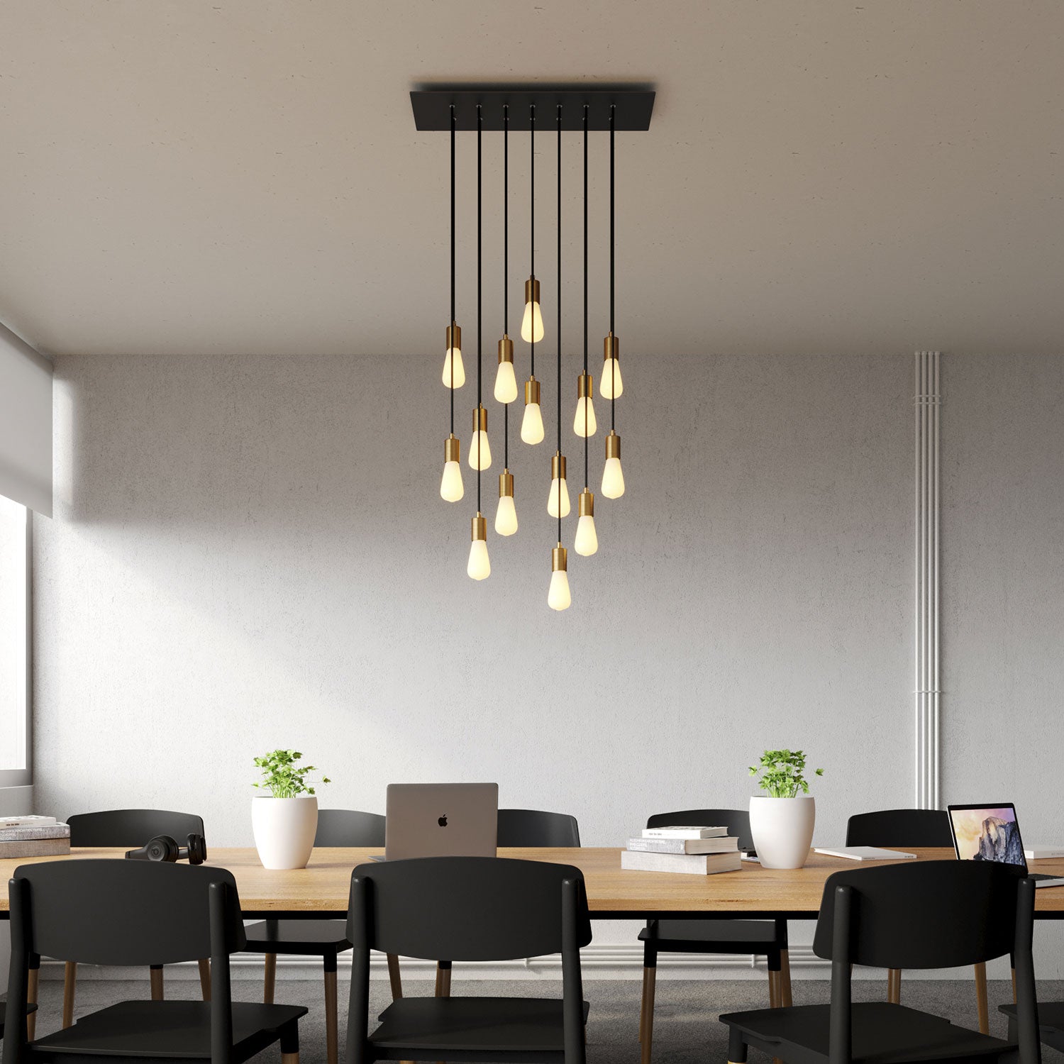 Rosone XXL Rose-One rettangolare a 14 fori e 6 fori laterali, dimensioni 675 x 225 mm - Dibond Nero opaco Bianco