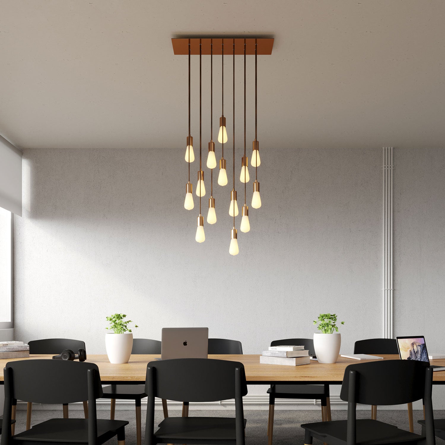 Rosone XXL Rose-One rettangolare a 14 fori e 6 fori laterali, dimensioni 675 x 225 mm - Dibond Rame satinato Bianco