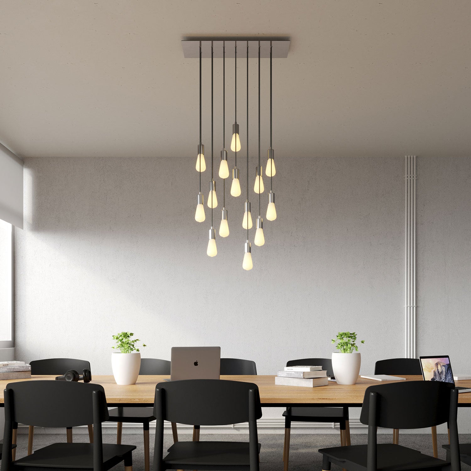 Rosone XXL Rose-One rettangolare a 14 fori e 6 fori laterali, dimensioni 675 x 225 mm - Dibond Acciaio satinato Bianco