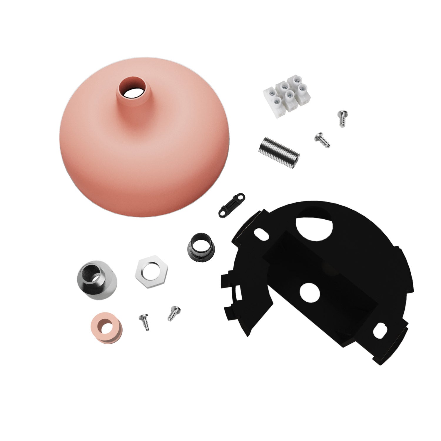 Kit rosone in silicone con foro centrale e predisposizione per foro laterale - Salmone
