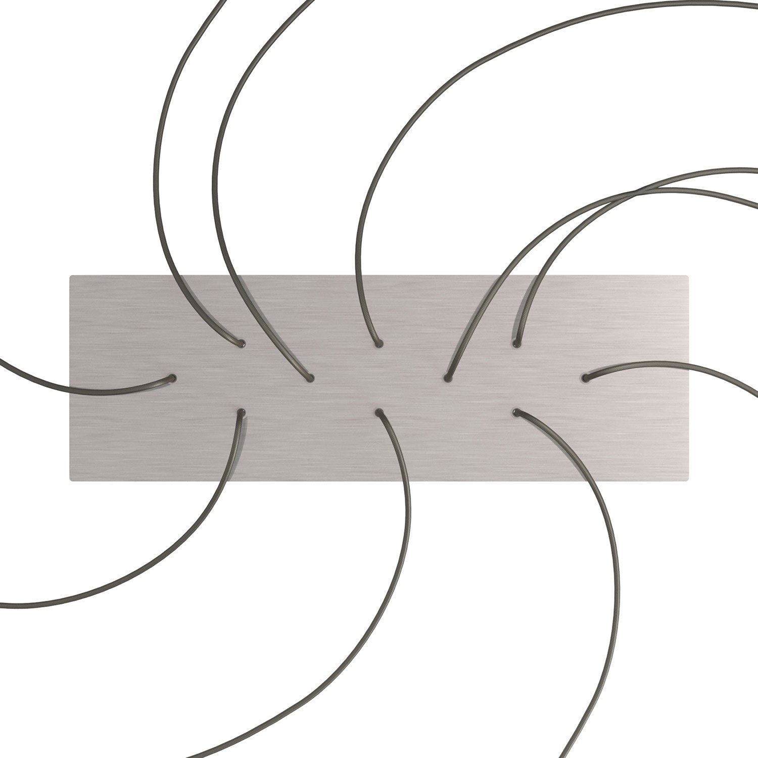 Rosone XXL Rose-One rettangolare a 10 fori e 6 fori laterali, dimensioni 675 x 225 mm - Dibond Acciaio satinato Bianco