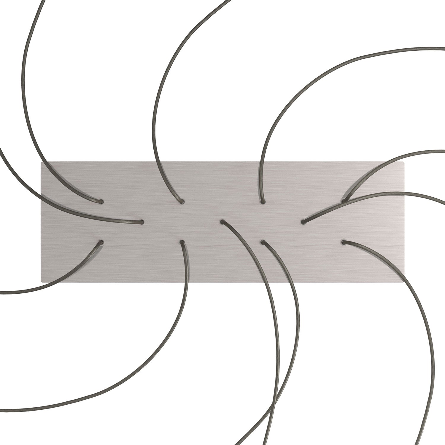 Rosone XXL Rose-One rettangolare a 11 fori e 6 fori laterali, dimensioni 675 x 225 mm - Dibond Acciaio satinato Bianco