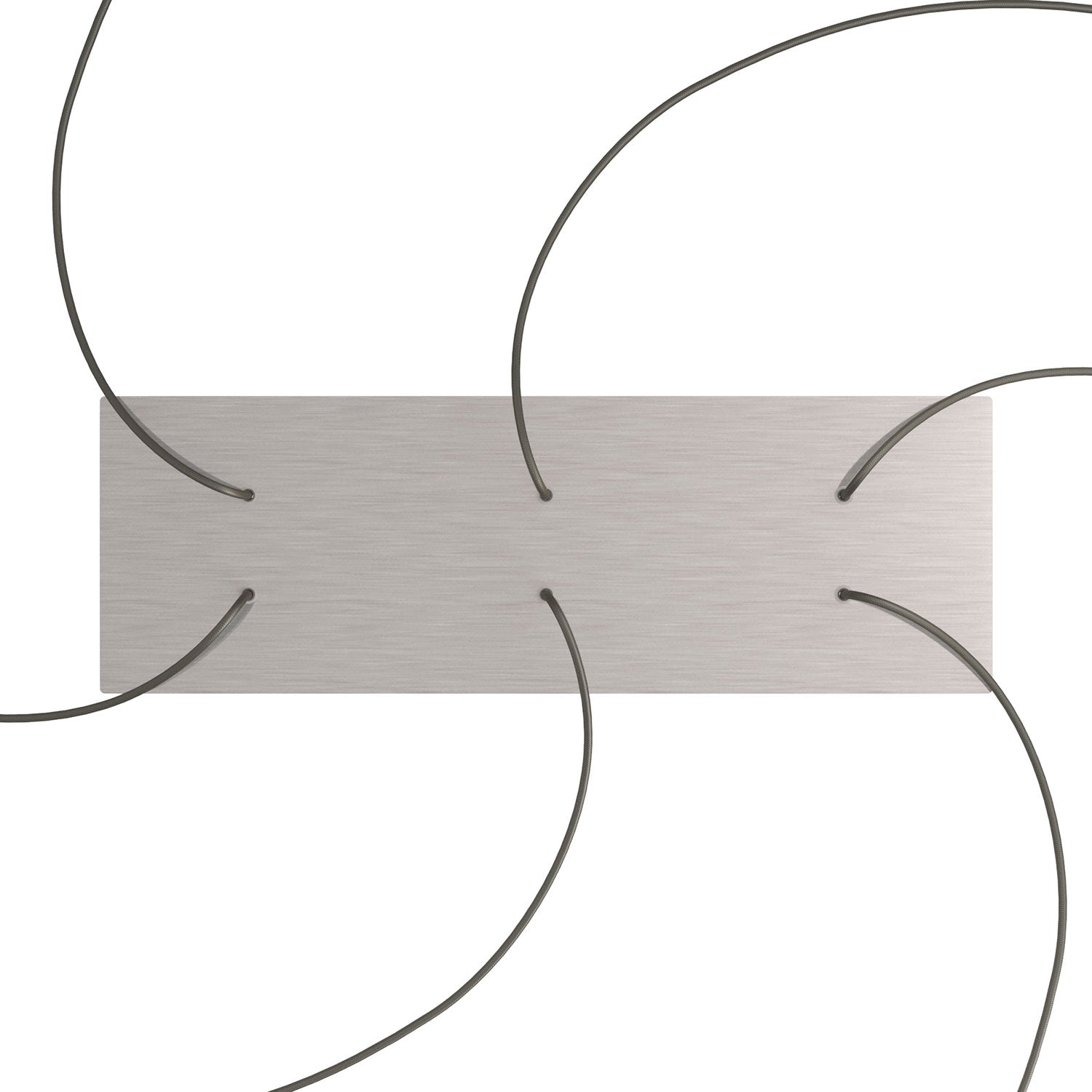Rosone XXL Rose-One rettangolare a 6 fori e 6 fori laterali, dimensioni 675 x 225 mm - Dibond Acciaio satinato Bianco