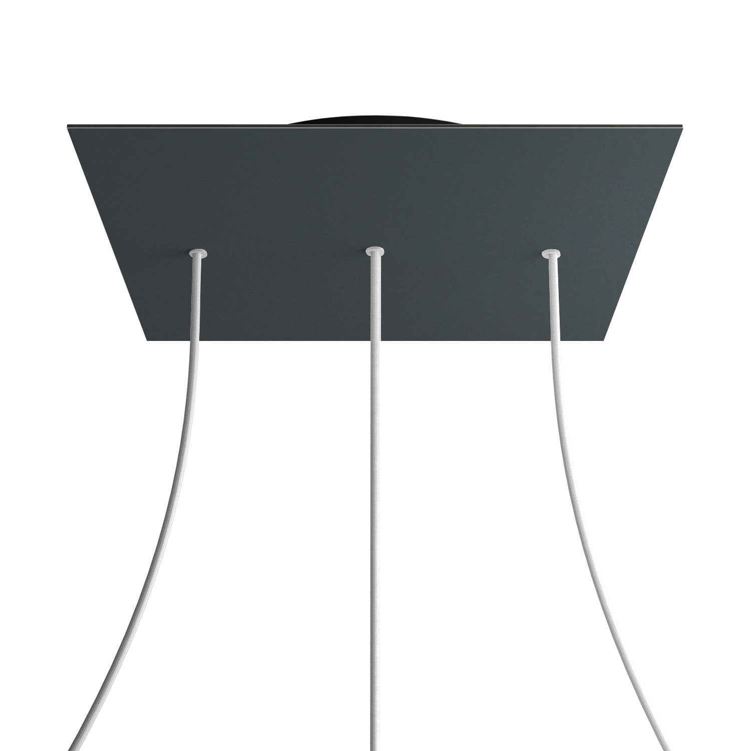 Rosone XXL Rose-One quadrato, 400 mm con 3 fori in linea e 4 fori laterali - Antracite Nero