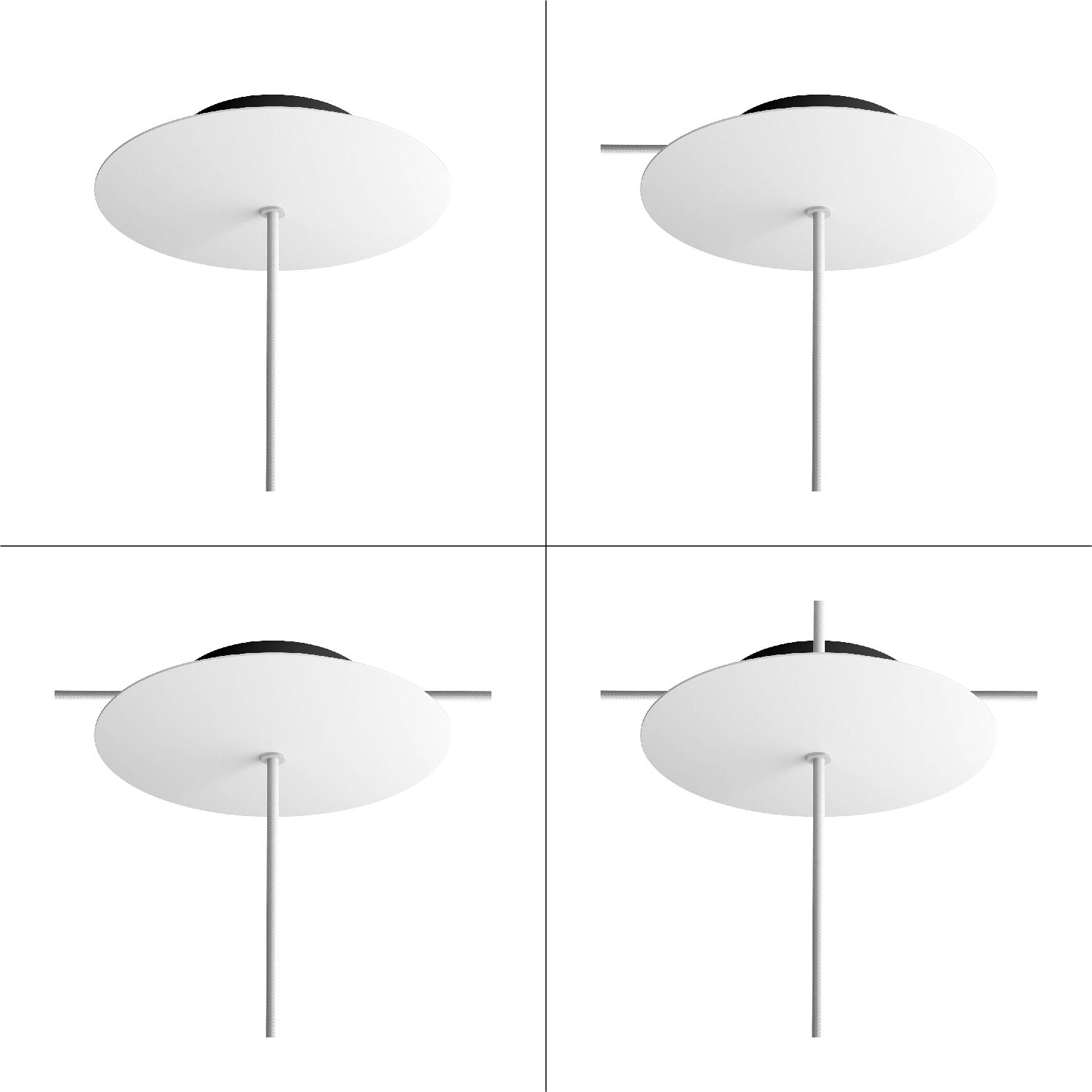 Rosone Rose-One rotondo, diametro 200 mm con 1 foro e 4 fori laterali - Bianco opaco Nero