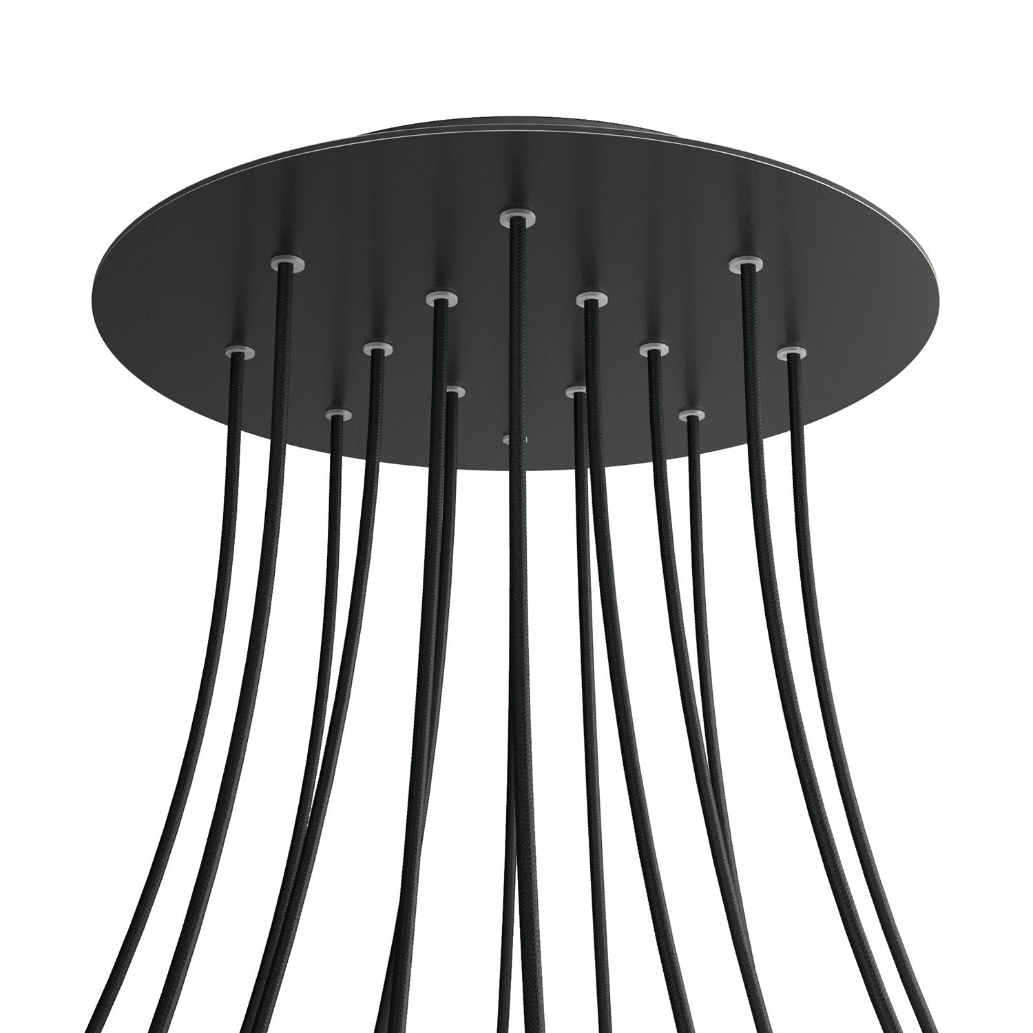 Rosone XXL Rose-One rotondo, diametro 400 mm con 14 fori e 4 fori laterali - Nero opaco Nero