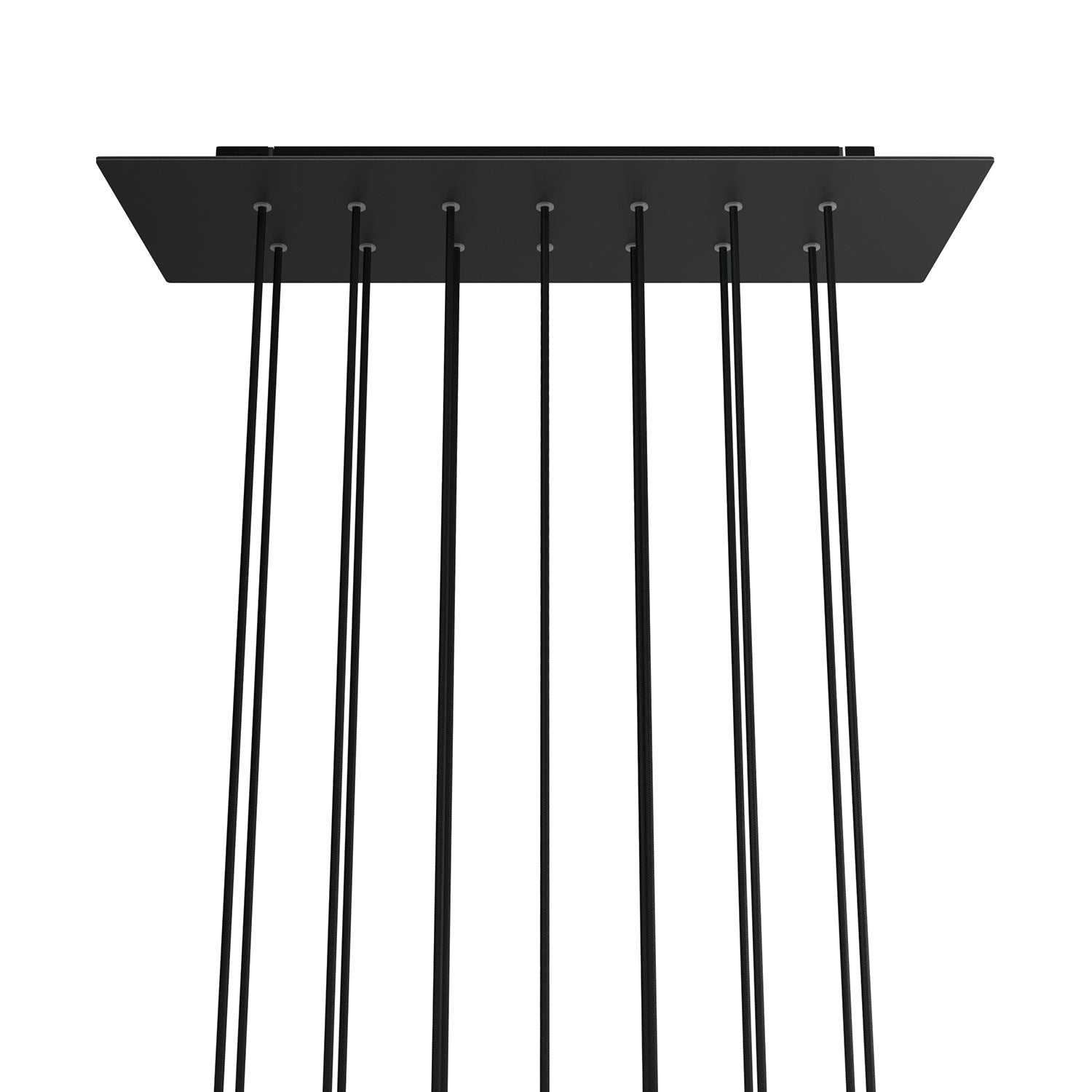 Rosone XXL Rose-One rettangolare a 14 fori e 6 fori laterali, dimensioni 675 x 225 mm - Dibond Nero opaco Nero