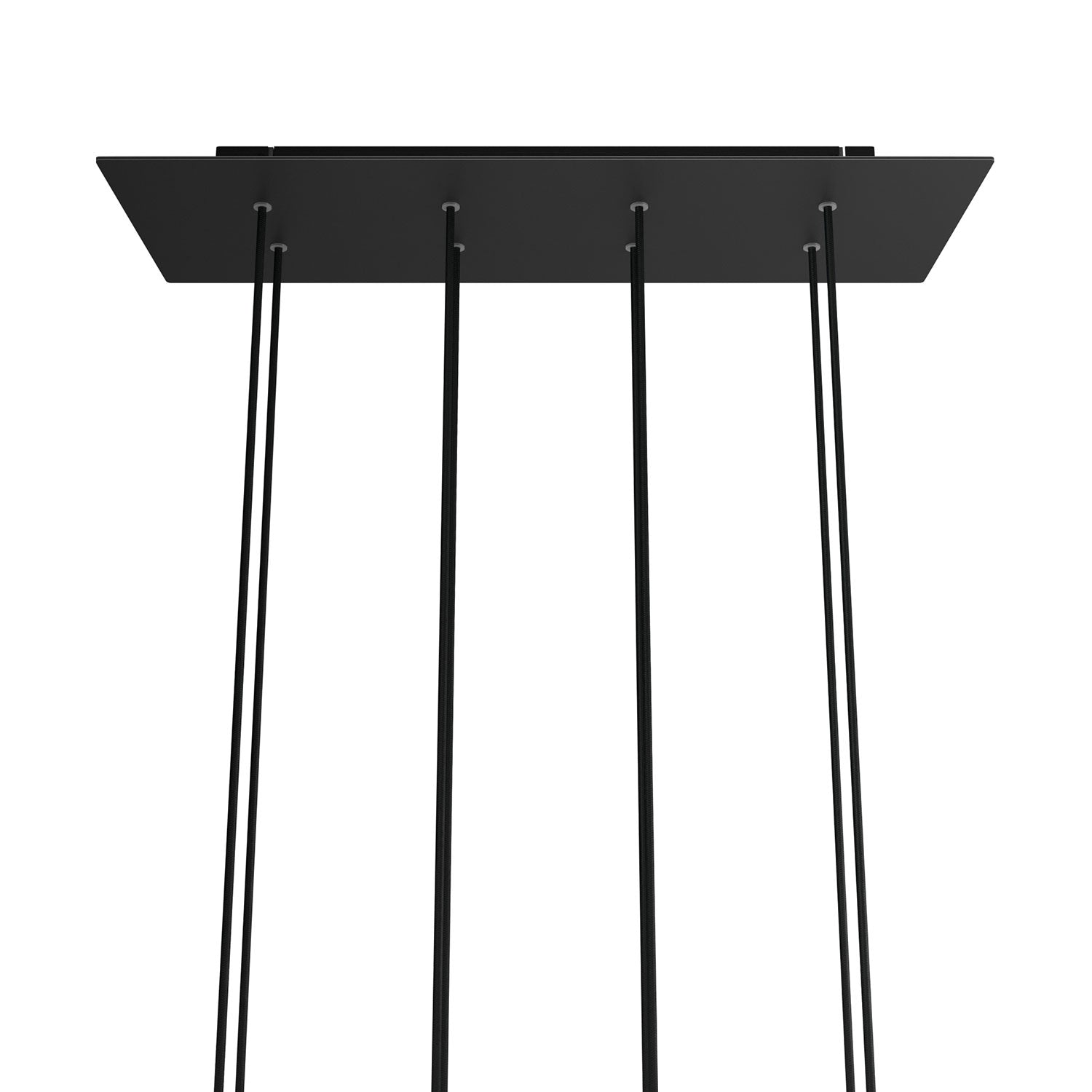Rosone XXL Rose-One rettangolare a 8 fori e 6 fori laterali, dimensioni 675 x 225 mm - Dibond Nero opaco Nero