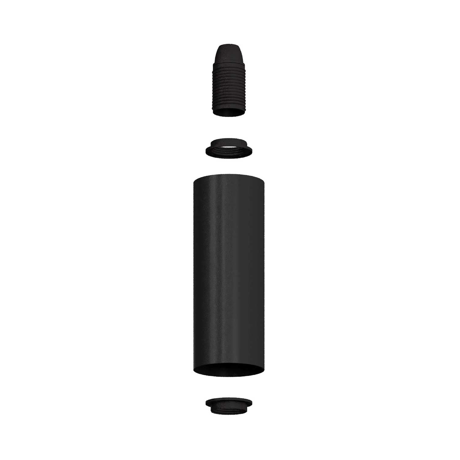 Lampada a 2 faretti con paralume Tub-E14 e rosone tondo - Nero