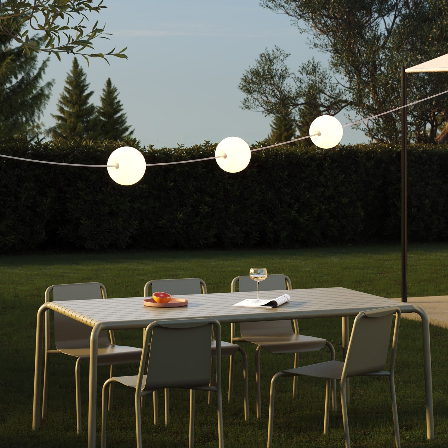 Catena luminosa 3 punti luce da esterno IP67 Bianco Sabbia - Marina3 Cherry 70 cm