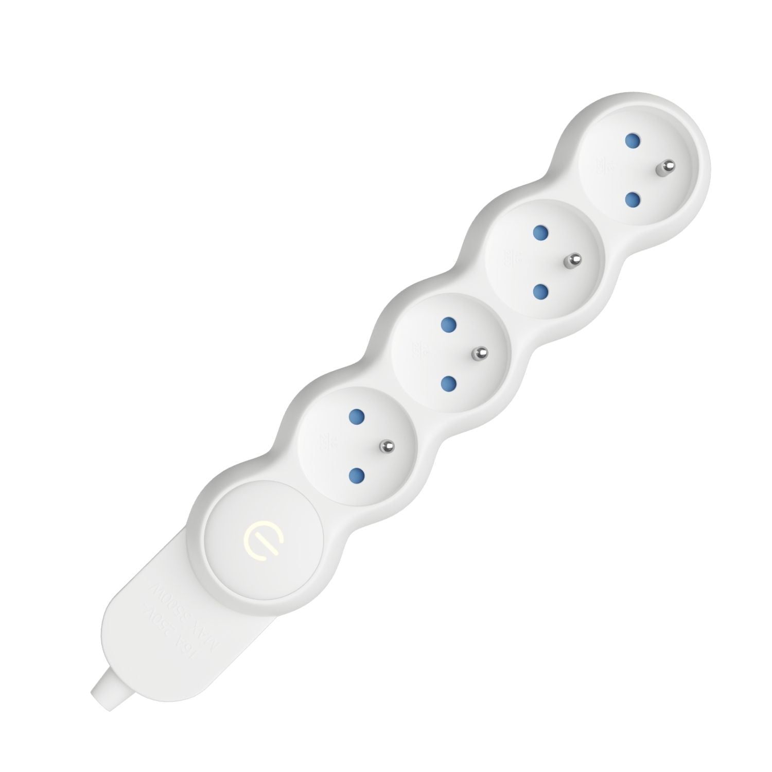 Multipresa francese senza cavo 4 uscite con terra 15A 250V 3500W - Bianco