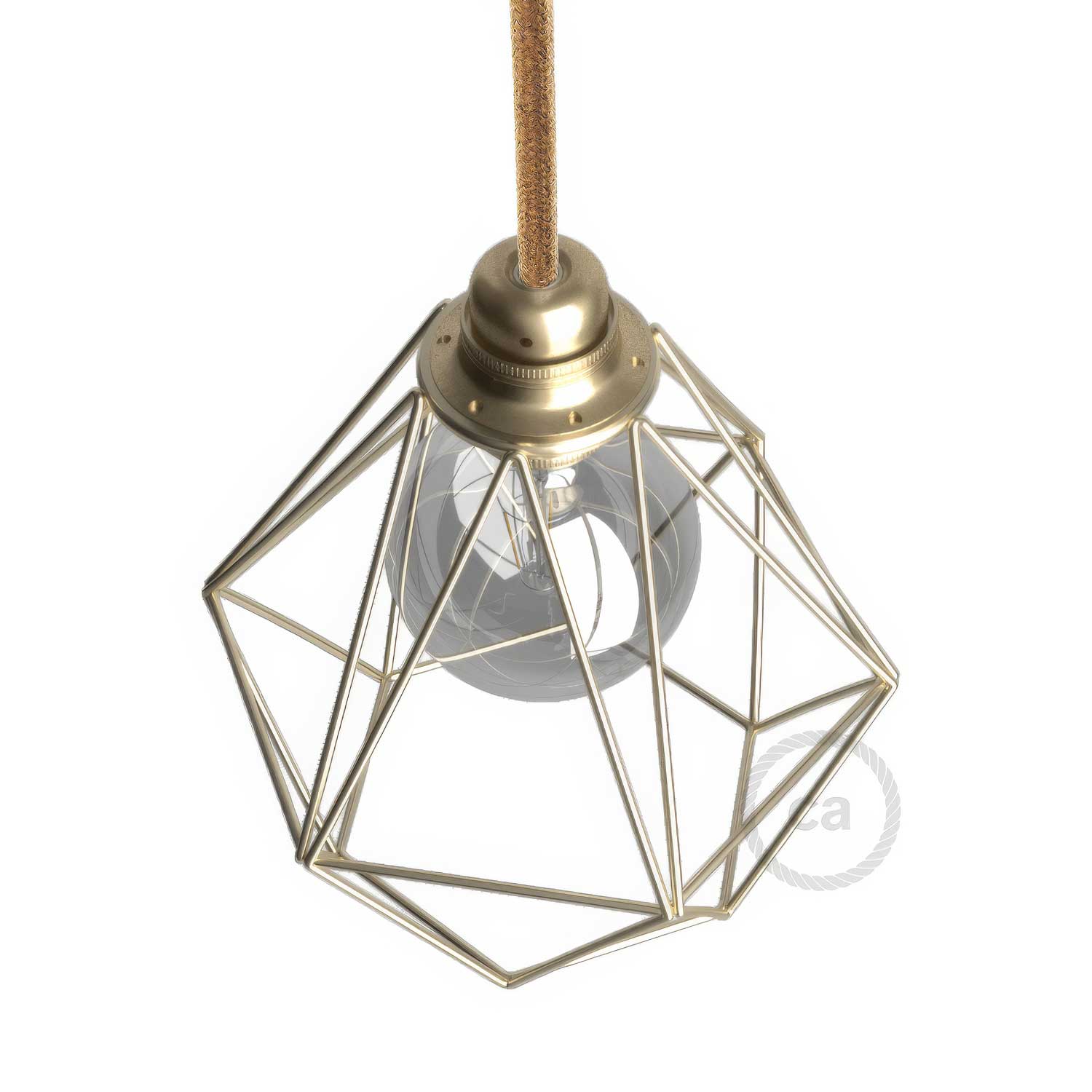 Gabbia paralume Diamond in metallo con attacco E27 - Ottone