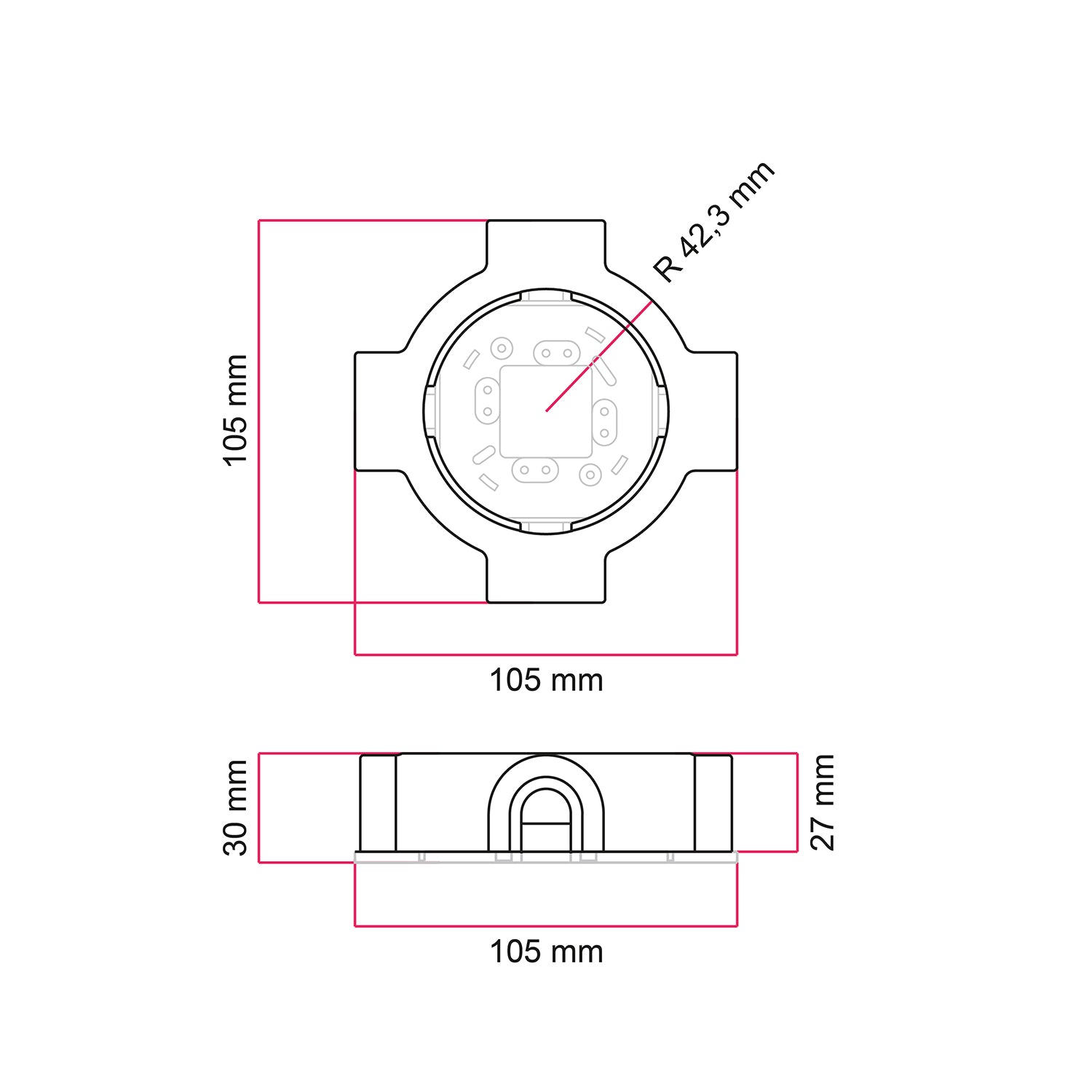 Base in porcellana nera per presa elettrica e interruttore/deviatore compatibile con Creative-Tubes - da 1 a 4 uscite 4