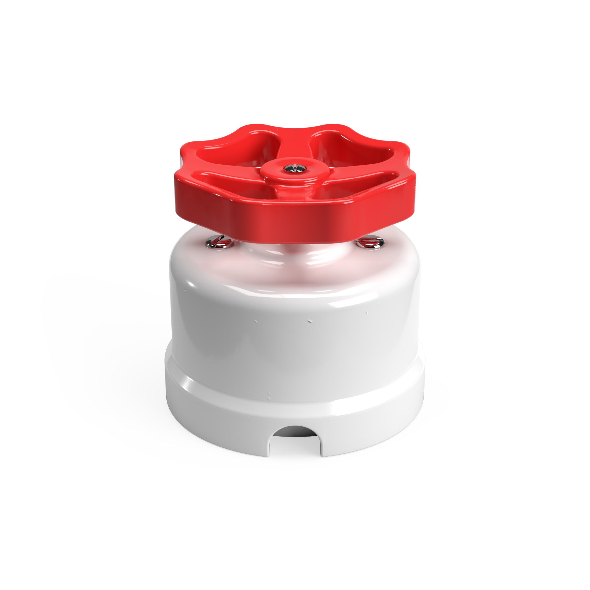 Interruttore/Deviatore in porcellana bianco con manopola Rosso