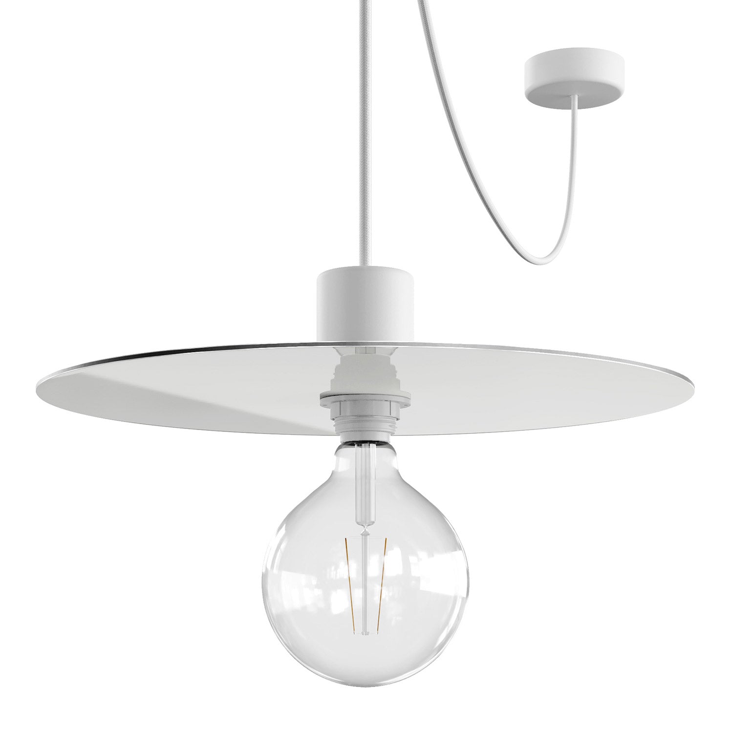 Modulair ELEGANT Lampada con 5 m cavo tessile, paralume Ellepì, rosone e portalampada in silicone IP65 waterproof - Bianco