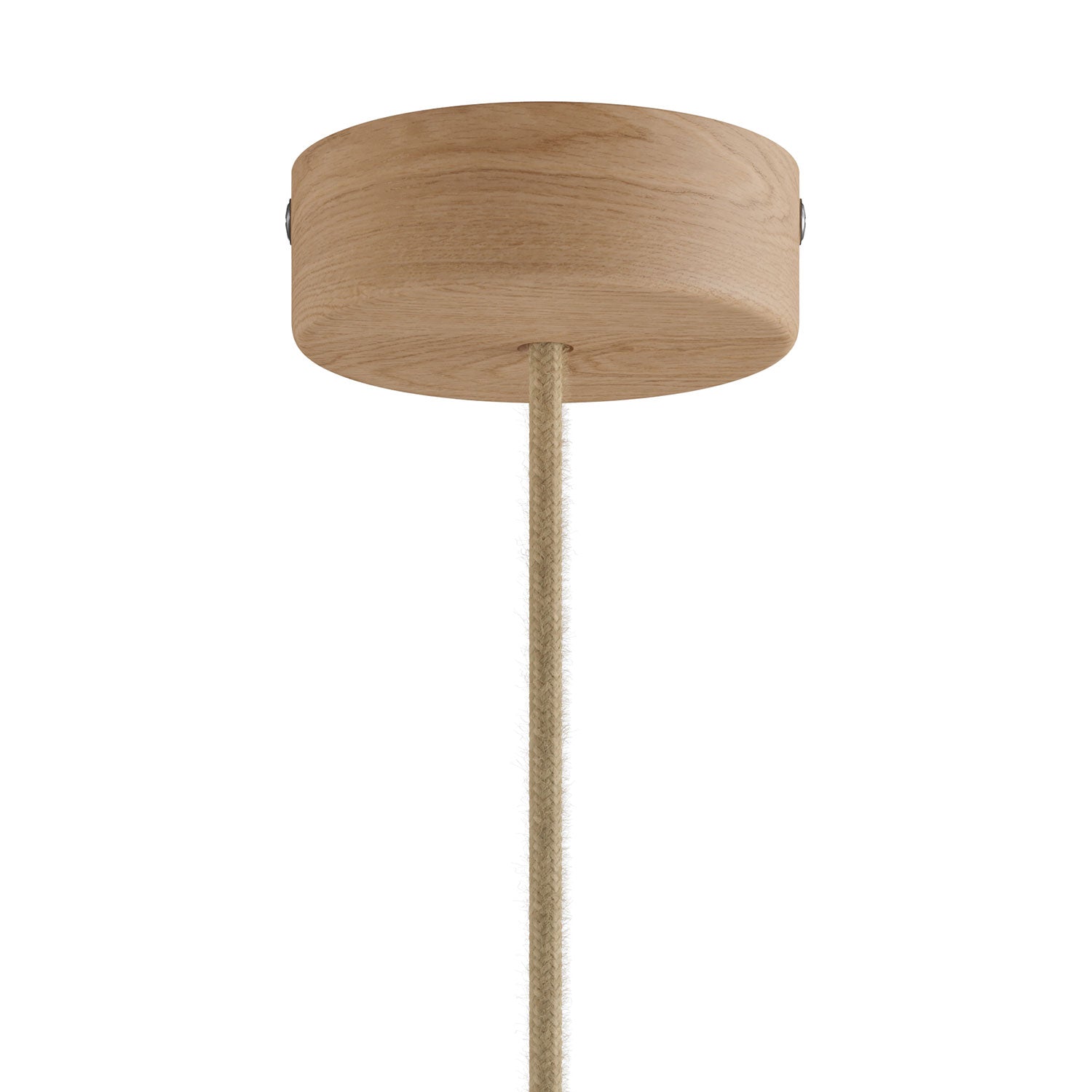 Lampada a sospensione completa di cavo tessile e paralume Tub-E14 in legno - Neutro