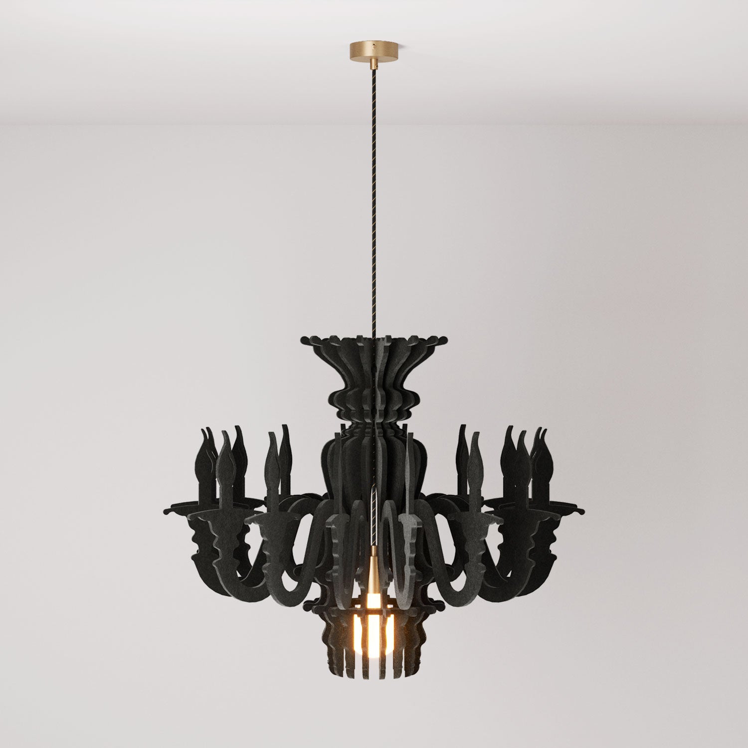 Lampada a sospensione con paralume classico SHHANDELIER in materiale fonoassorbente - Nero melange