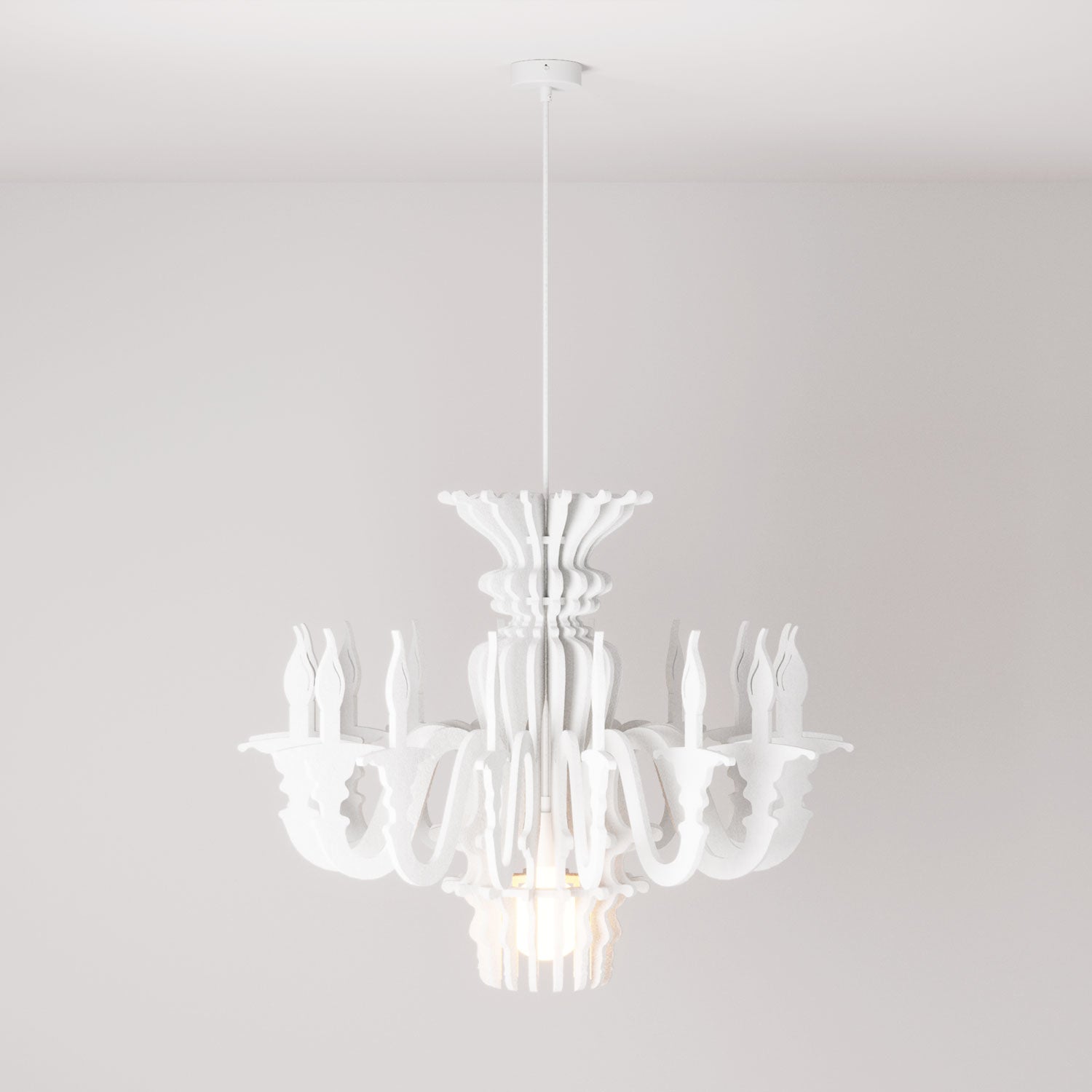 Lampada a sospensione con paralume classico SHHANDELIER in materiale fonoassorbente - Bianco melange