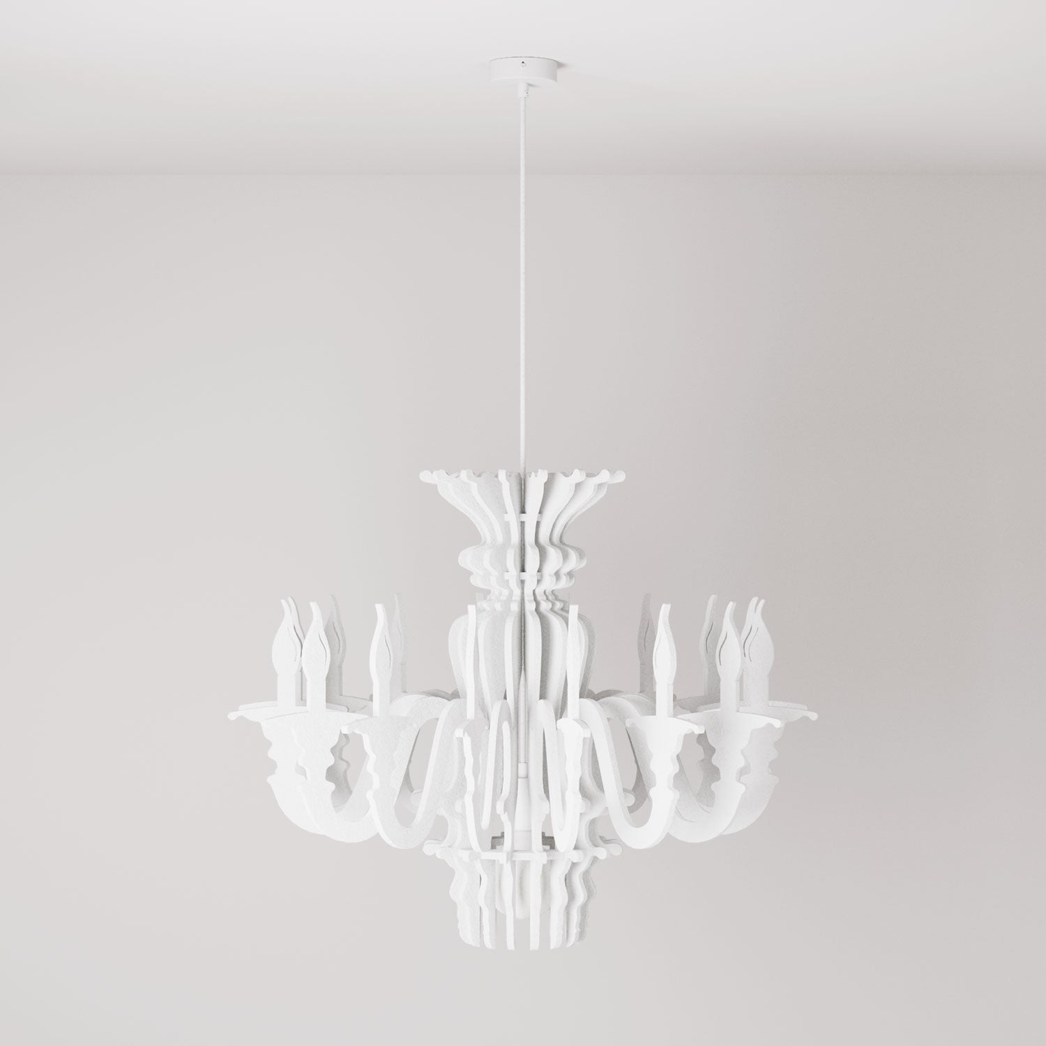 Lampada a sospensione con paralume classico SHHANDELIER in materiale fonoassorbente - Bianco melange