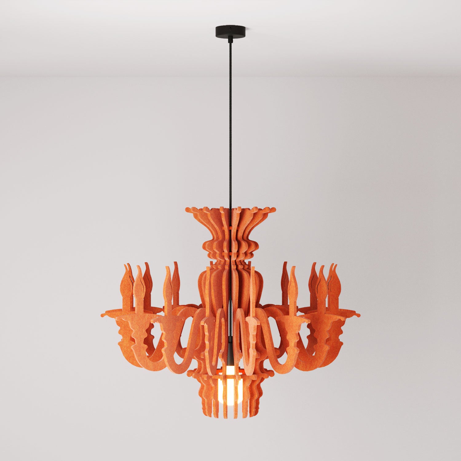 Lampada a sospensione con paralume classico SHHANDELIER in materiale fonoassorbente - Arancione melange