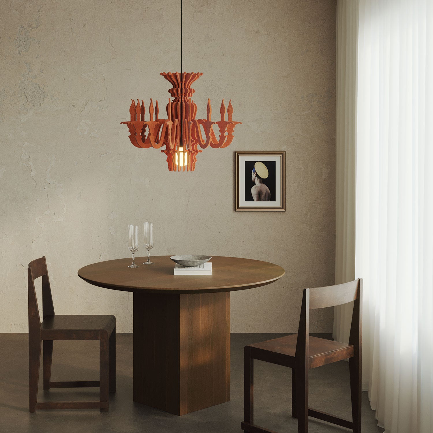 Lampada a sospensione con paralume classico SHHANDELIER in materiale fonoassorbente - Arancione melange