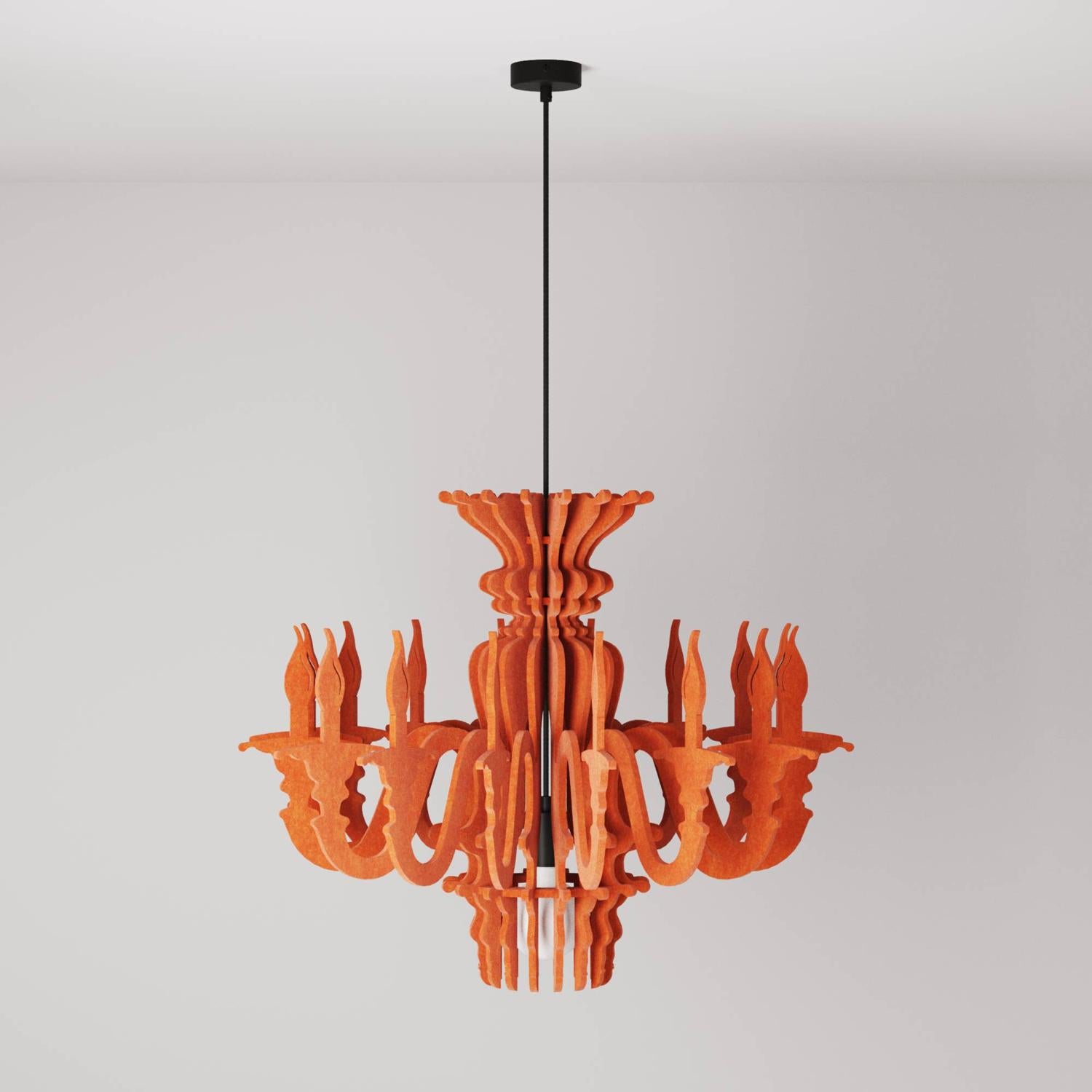 Lampada a sospensione con paralume classico SHHANDELIER in materiale fonoassorbente - Arancione melange